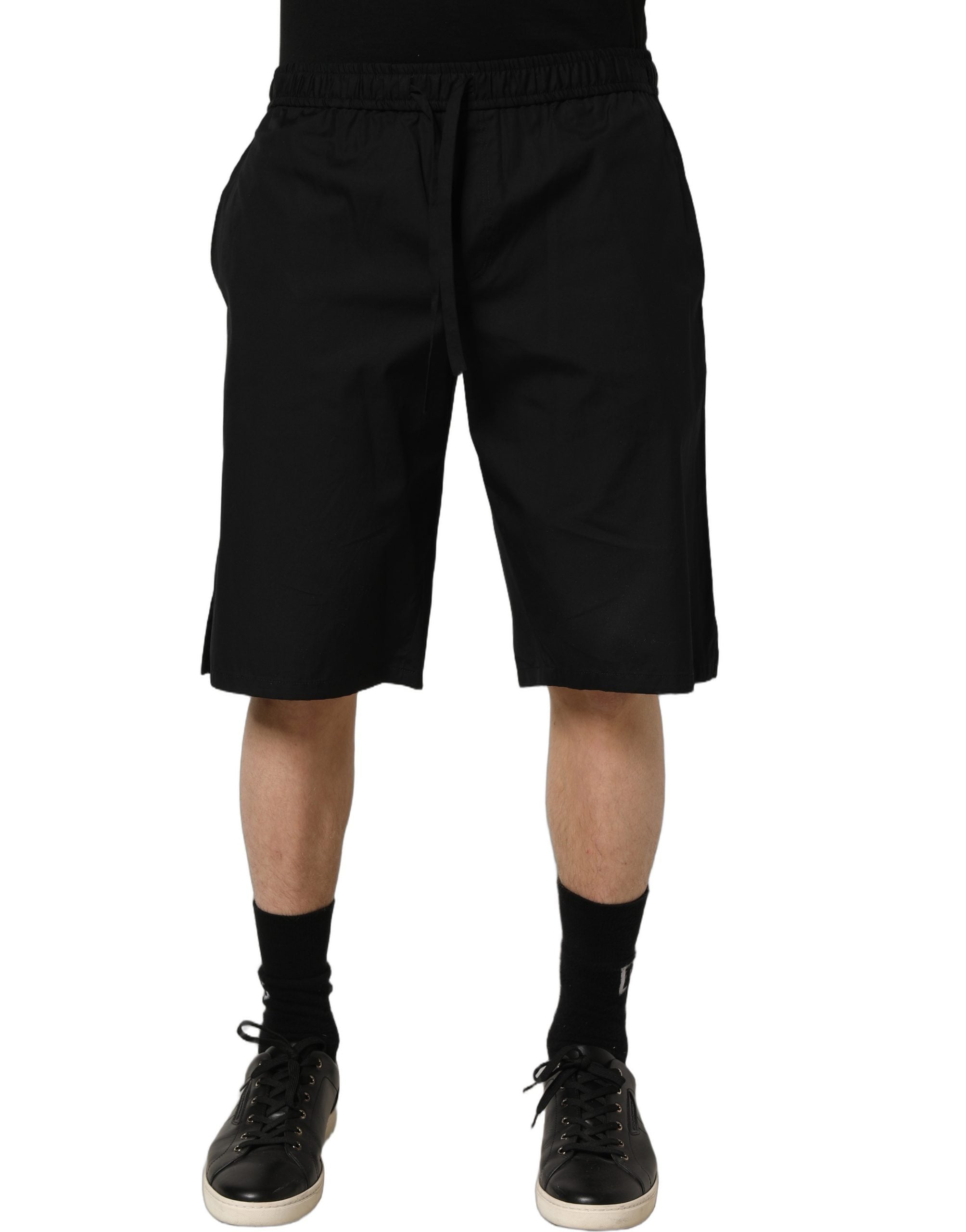 Dolce & Gabbana Schwarz Baumwolle Sweatshorts Männer Bermuda Shorts-2