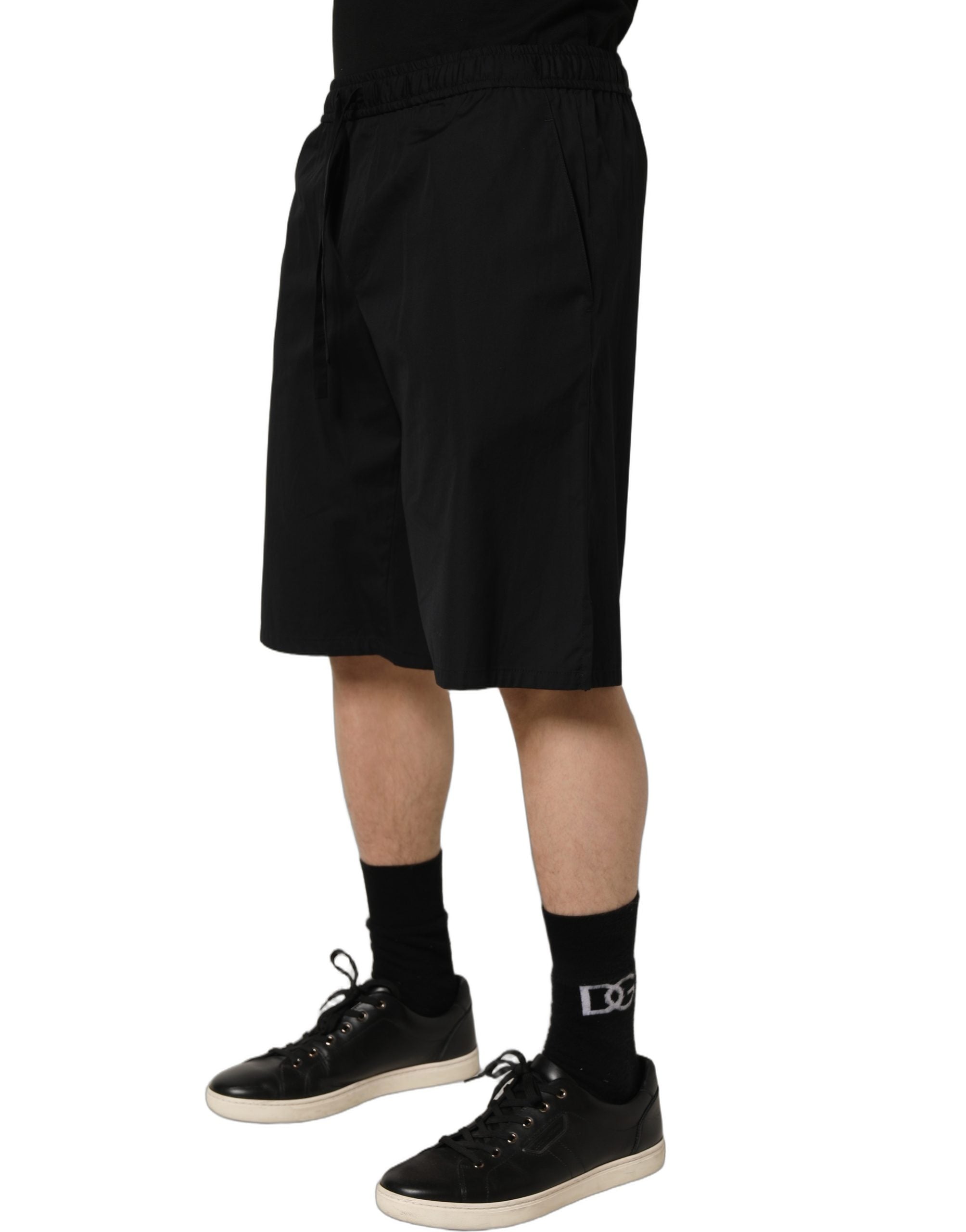 Dolce & Gabbana Schwarz Baumwolle Sweatshorts Männer Bermuda Shorts-3