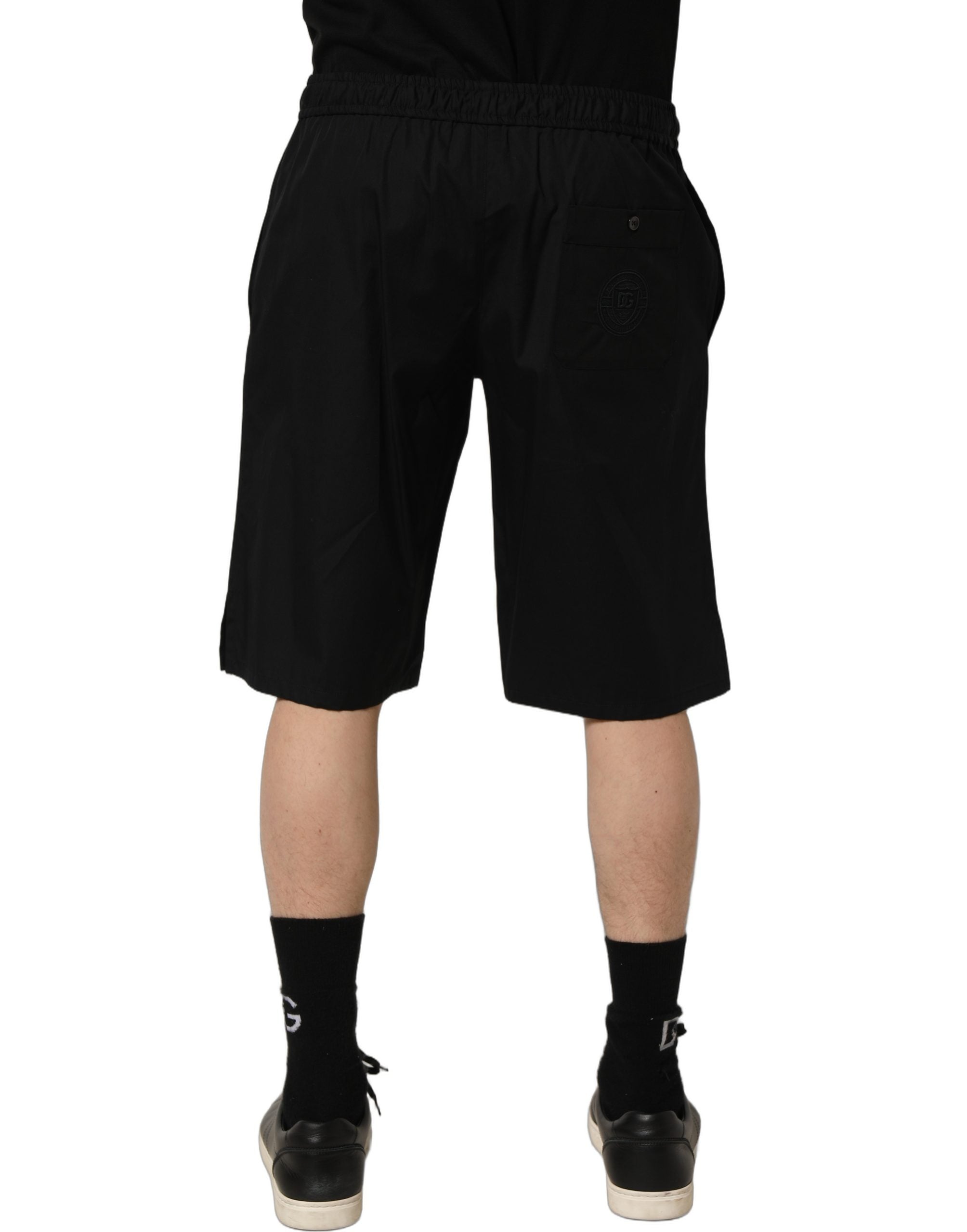 Dolce & Gabbana Schwarz Baumwolle Sweatshorts Männer Bermuda Shorts-4