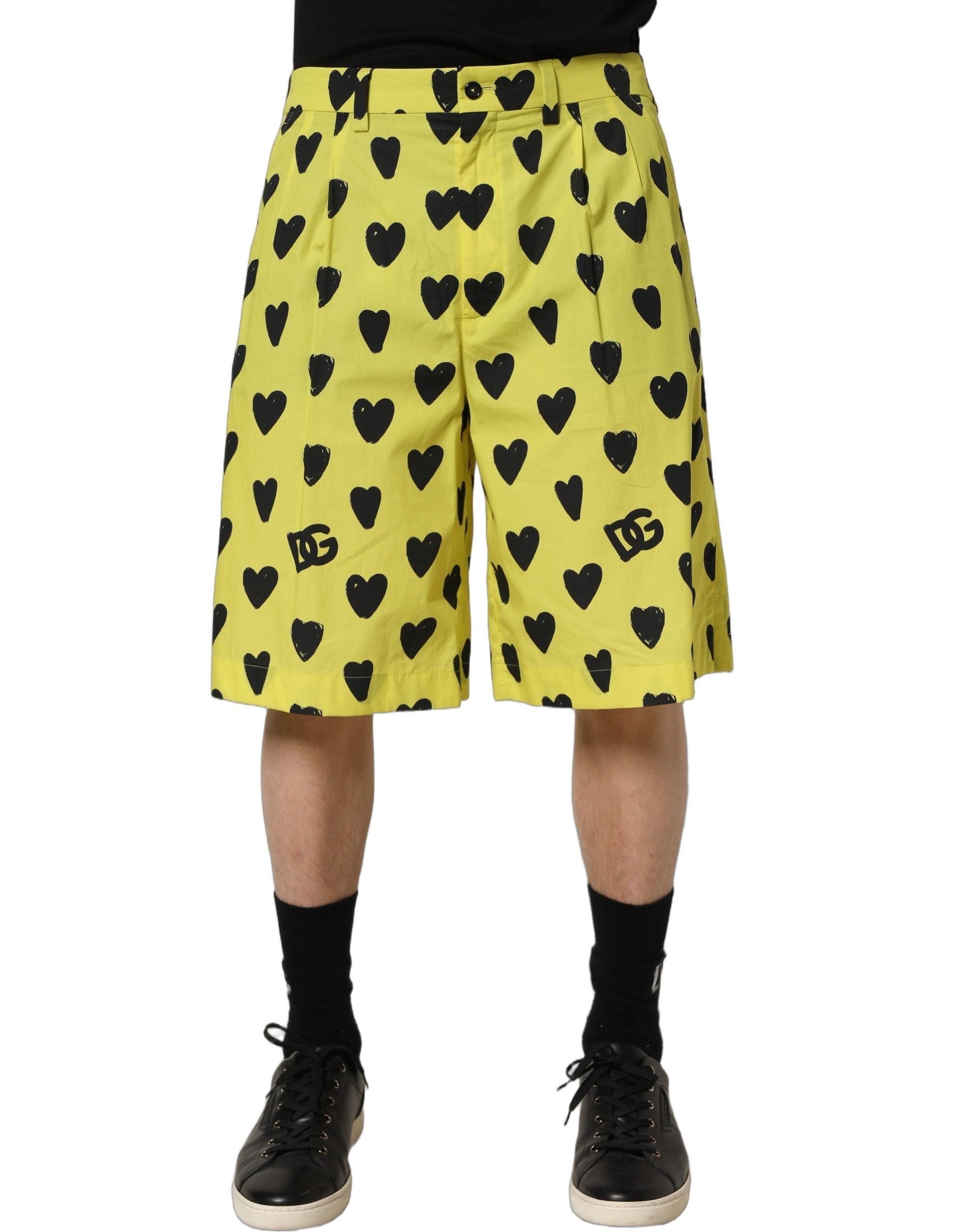 Dolce & Gabbana Herren-Bermudashorts aus Baumwolle in Gelb mit Herz-Print-3