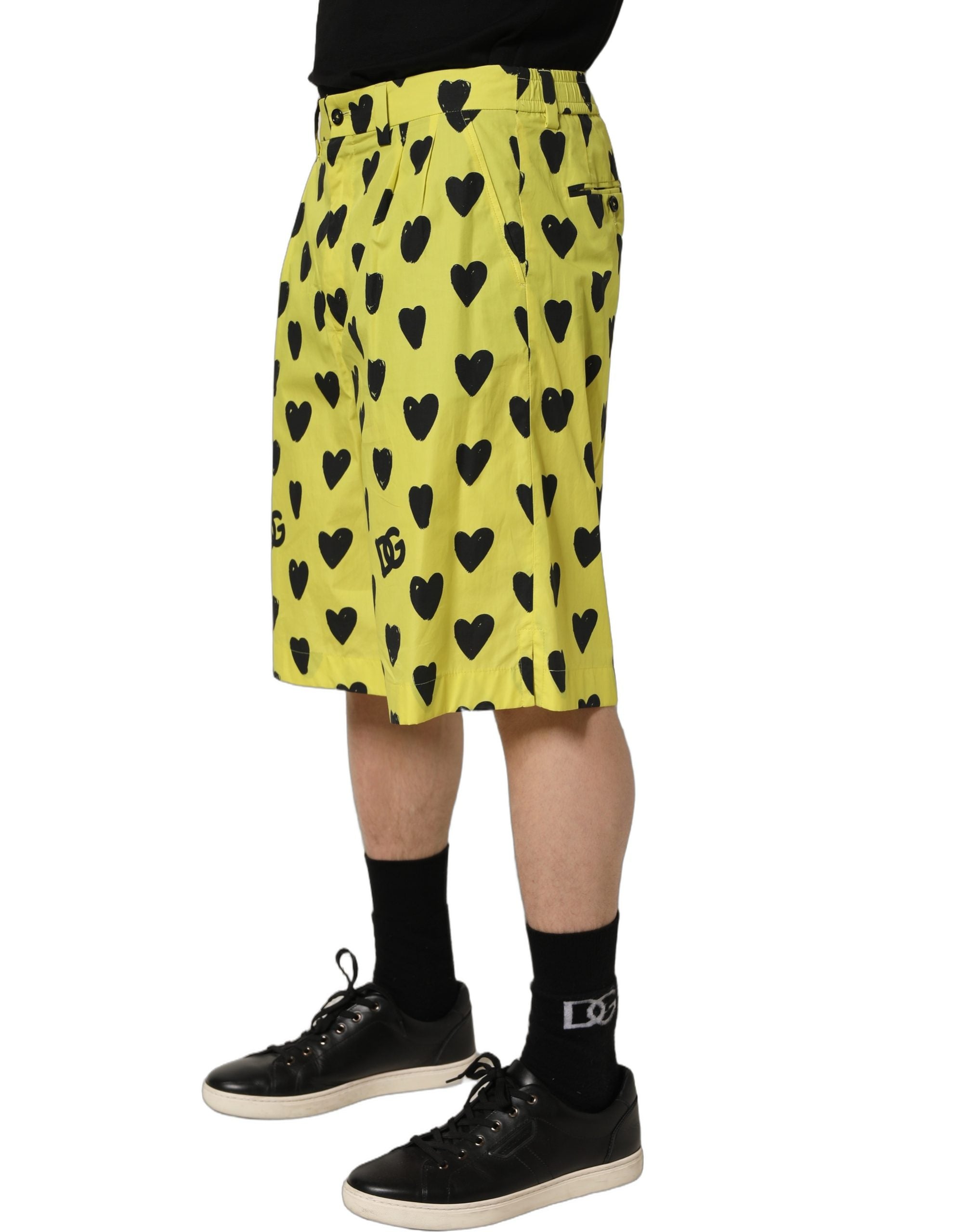 Dolce & Gabbana Herren-Bermudashorts aus Baumwolle in Gelb mit Herz-Print-4