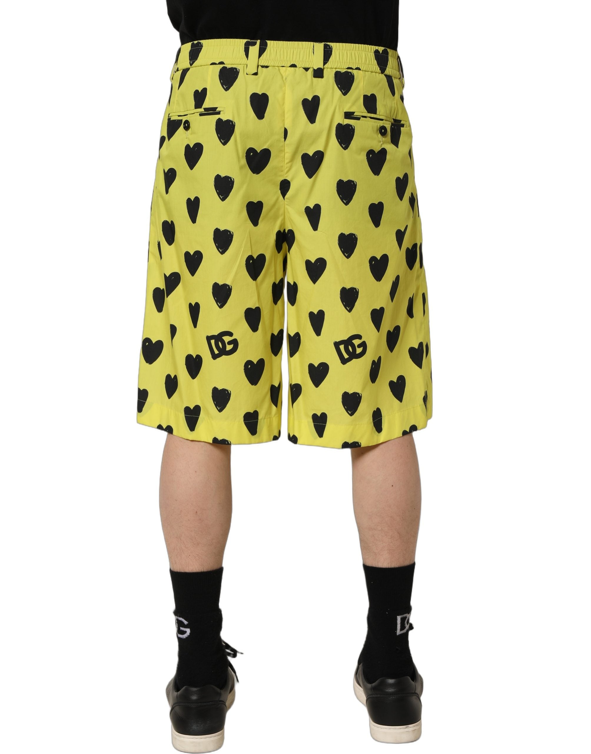 Dolce & Gabbana Herren-Bermudashorts aus Baumwolle in Gelb mit Herz-Print-5