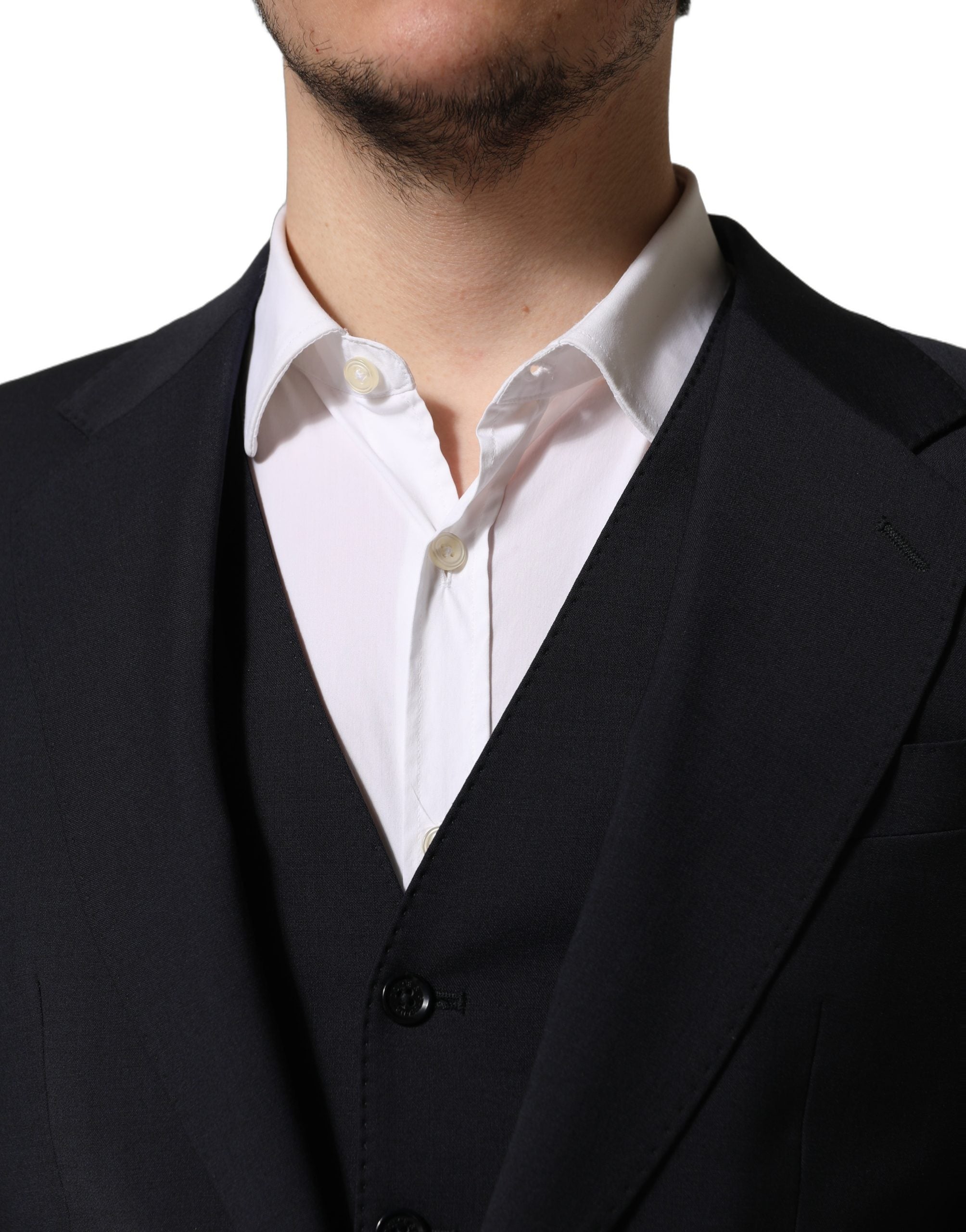 Dolce & Gabbana Schwarzer Woll-Anzug im Slim Fit-Stil, 3-teilig für Herren-5