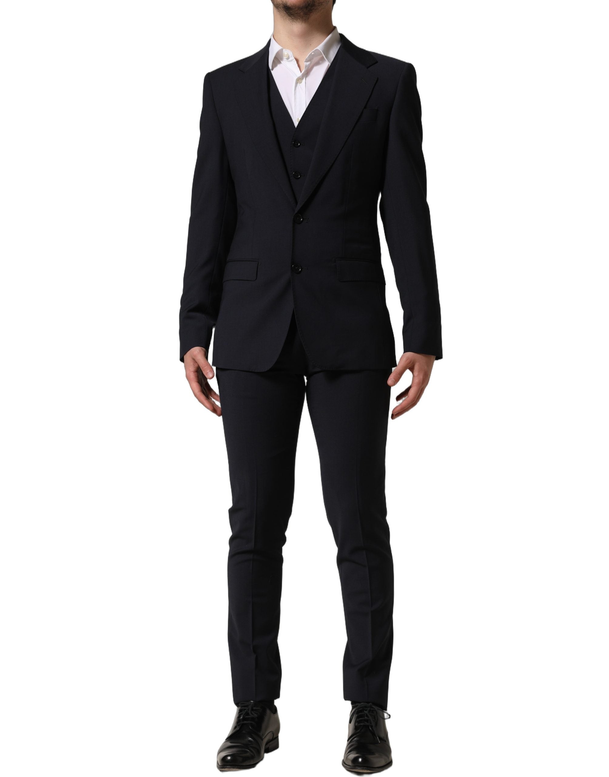 Dolce & Gabbana Schwarzer Woll-Anzug im Slim Fit-Stil, 3-teilig für Herren-6