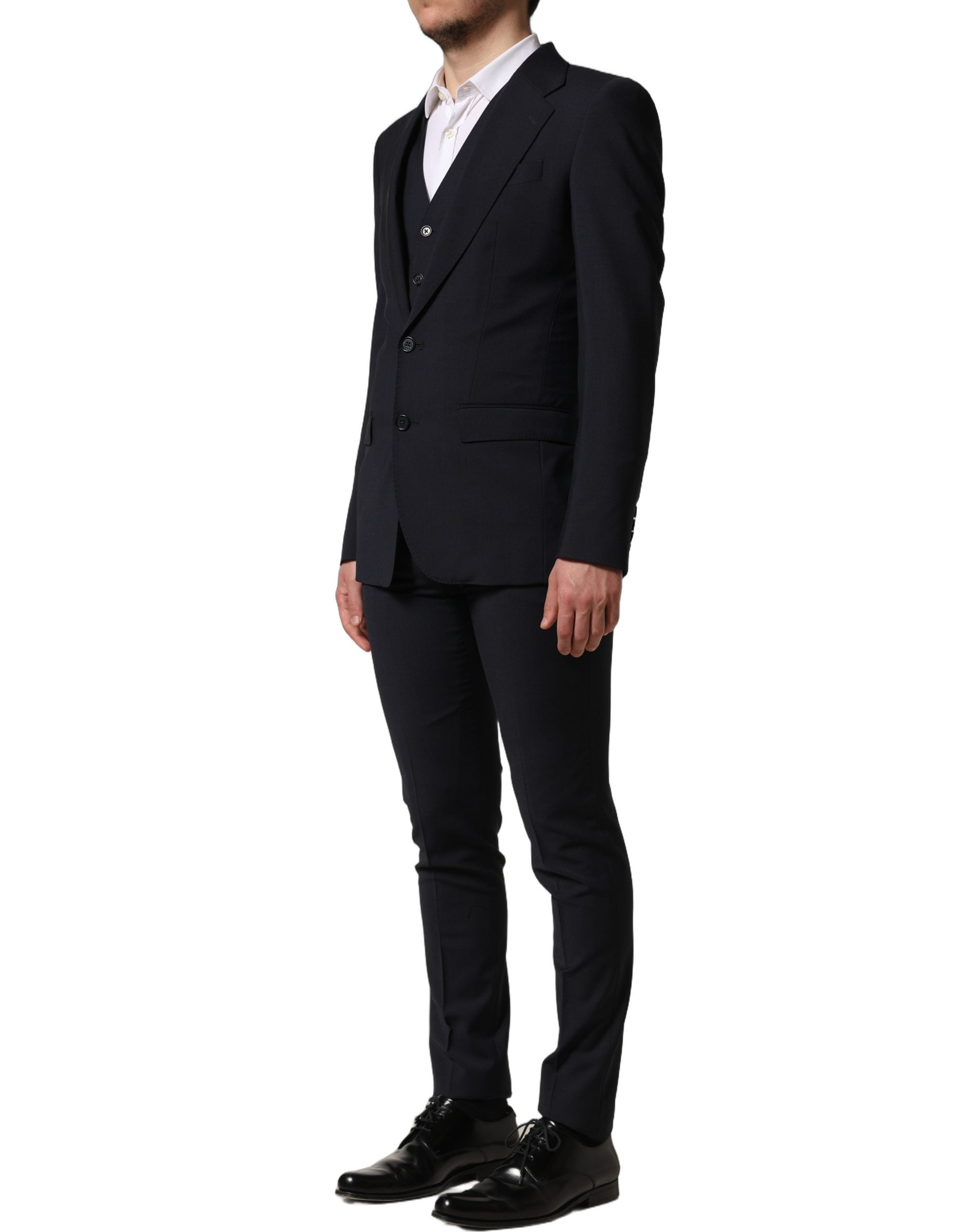 Dolce & Gabbana Schwarzer Woll-Anzug im Slim Fit-Stil, 3-teilig für Herren-8