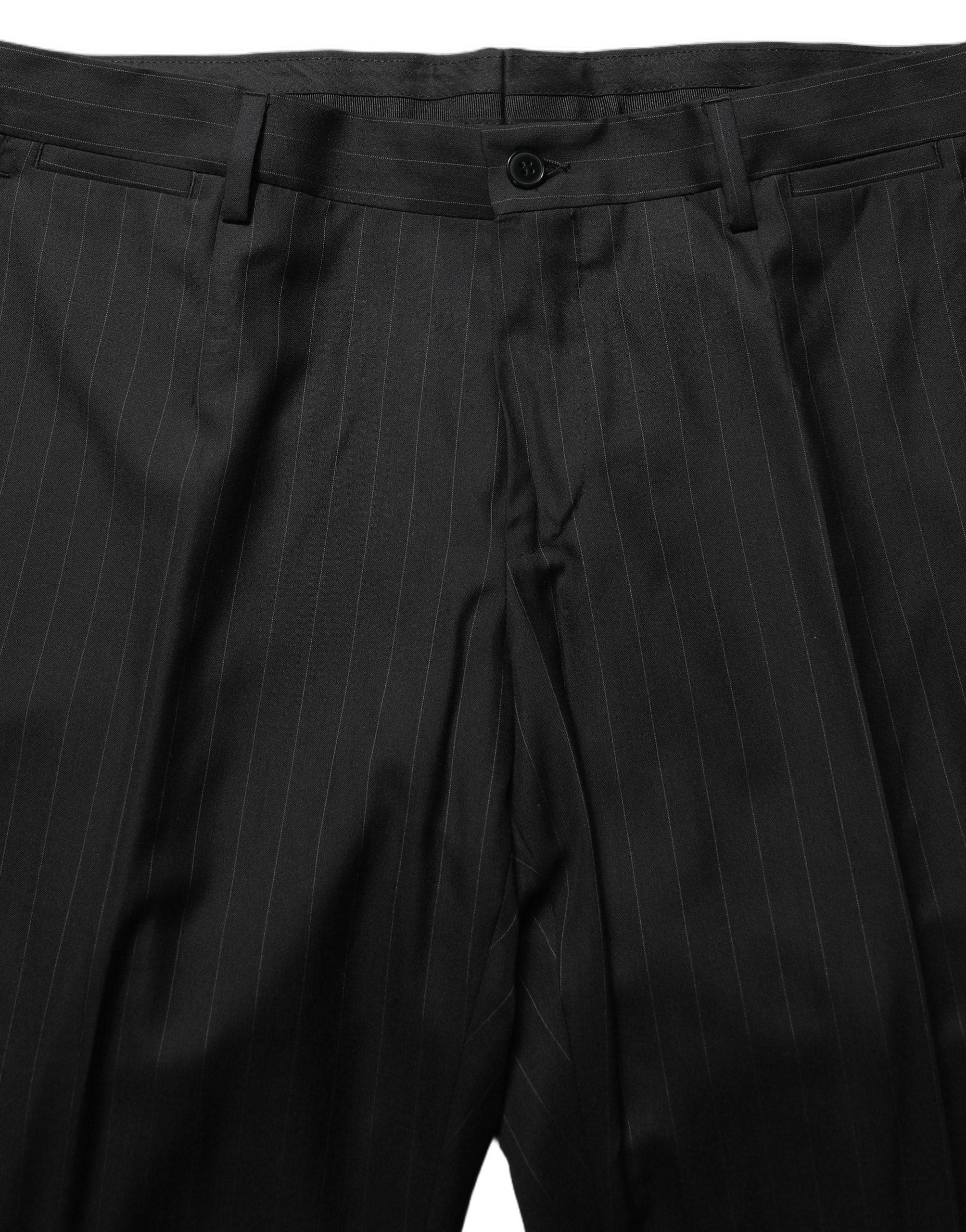 Dolce & Gabbana Schwarzer Nadelstreifen-Anzug im Slim Fit-Stil, 3-teilig-1