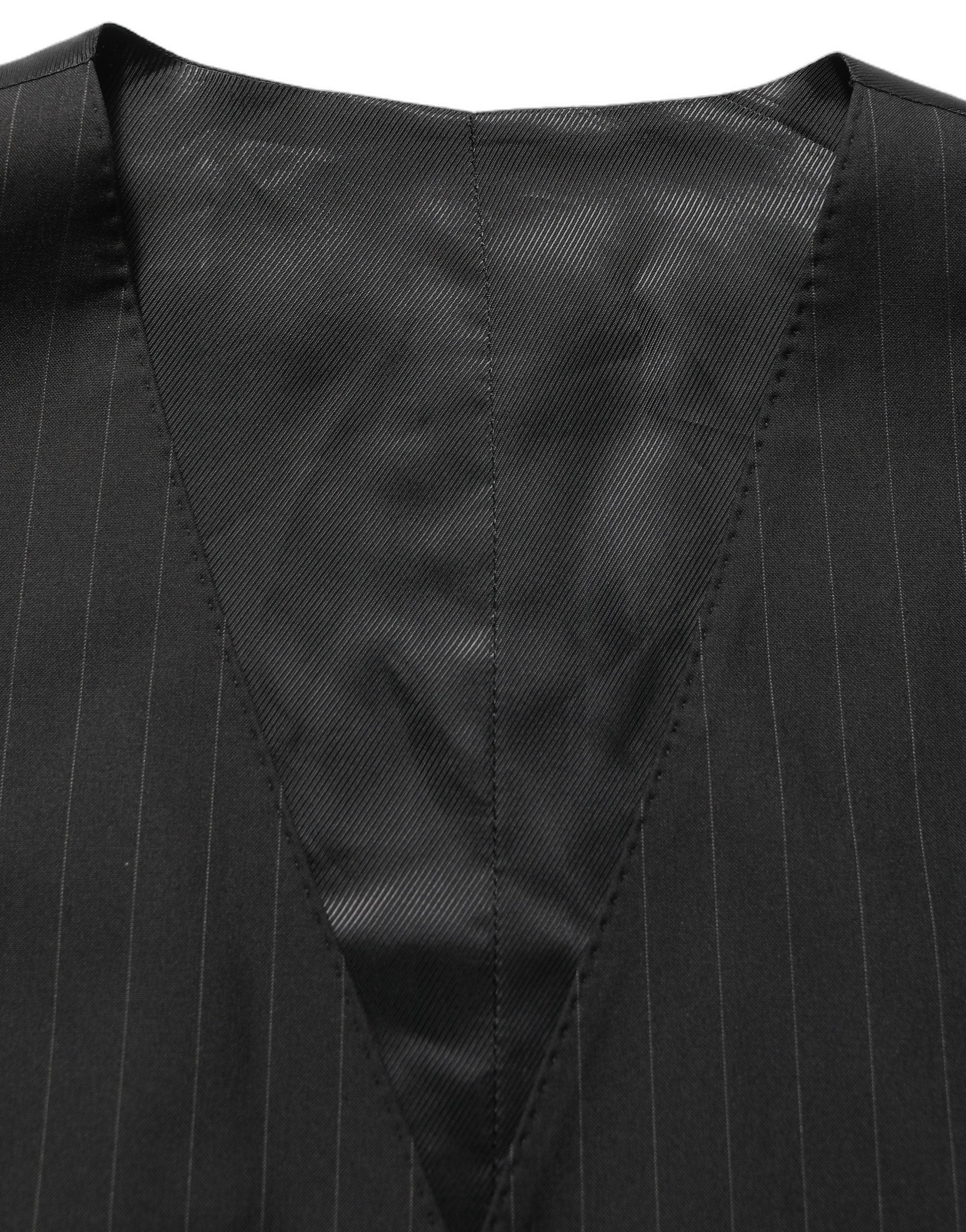 Dolce & Gabbana Schwarzer Nadelstreifen-Anzug im Slim Fit-Stil, 3-teilig-2