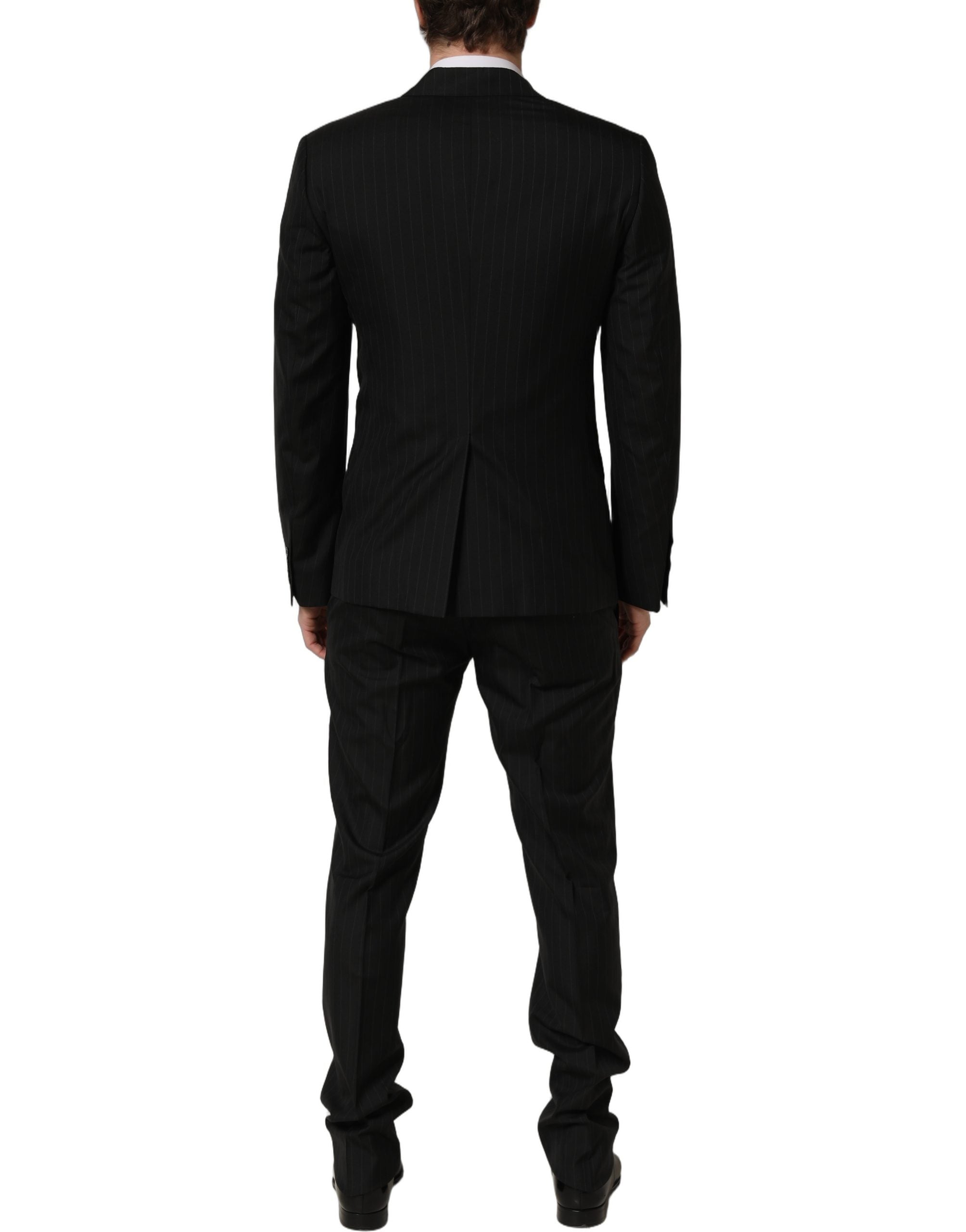 Dolce & Gabbana Schwarzer Nadelstreifen-Anzug im Slim Fit-Stil, 3-teilig-6