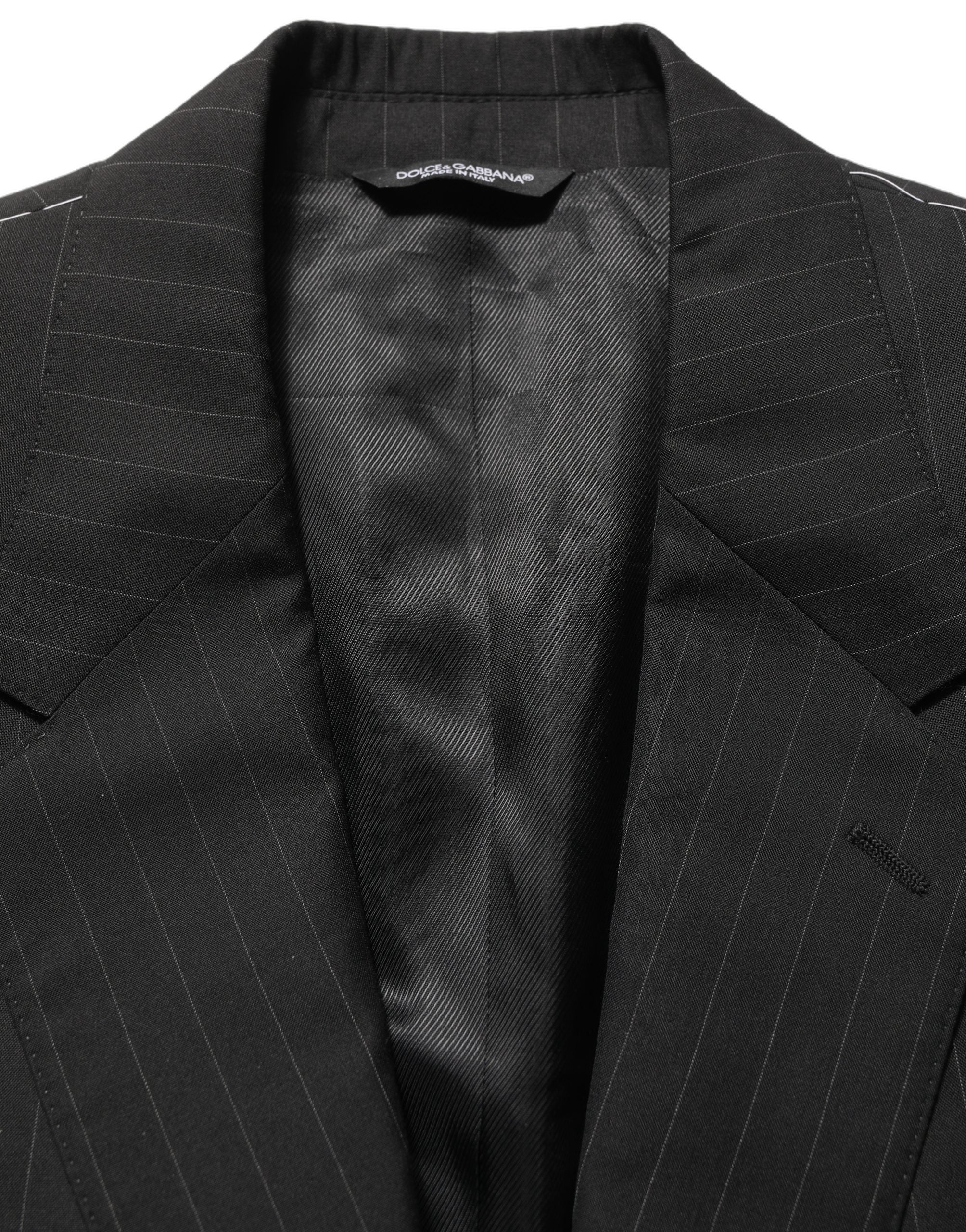 Dolce & Gabbana Schwarzer Nadelstreifen-Anzug im Slim Fit-Stil, 3-teilig-8