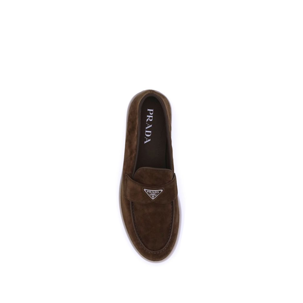Prada Braune Kalbsleder Bos Taurus Loafer zum Hineinschlüpfen-4