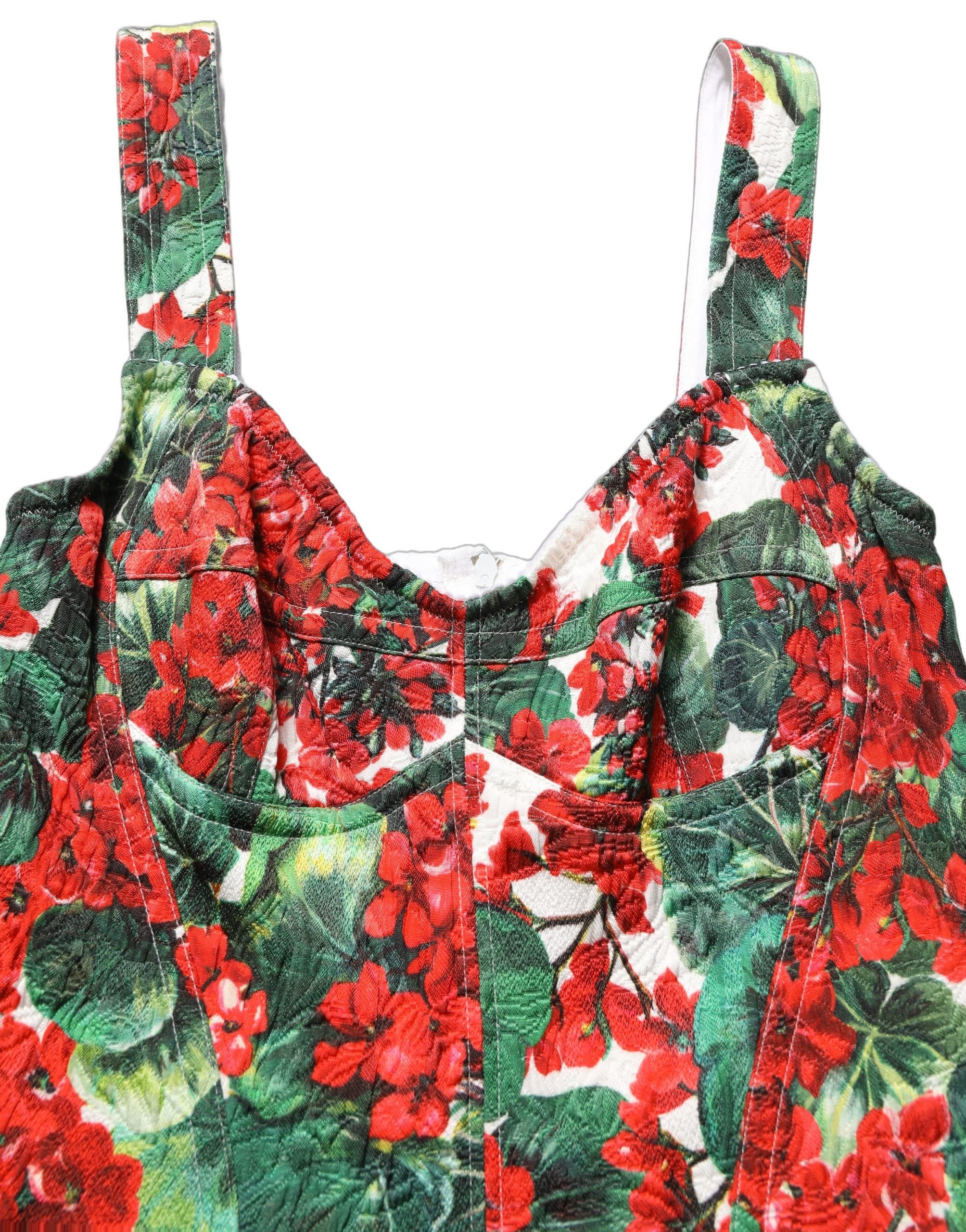 Dolce & Gabbana A-Linien-Minikleid mit Multicolor-Geranien-Print