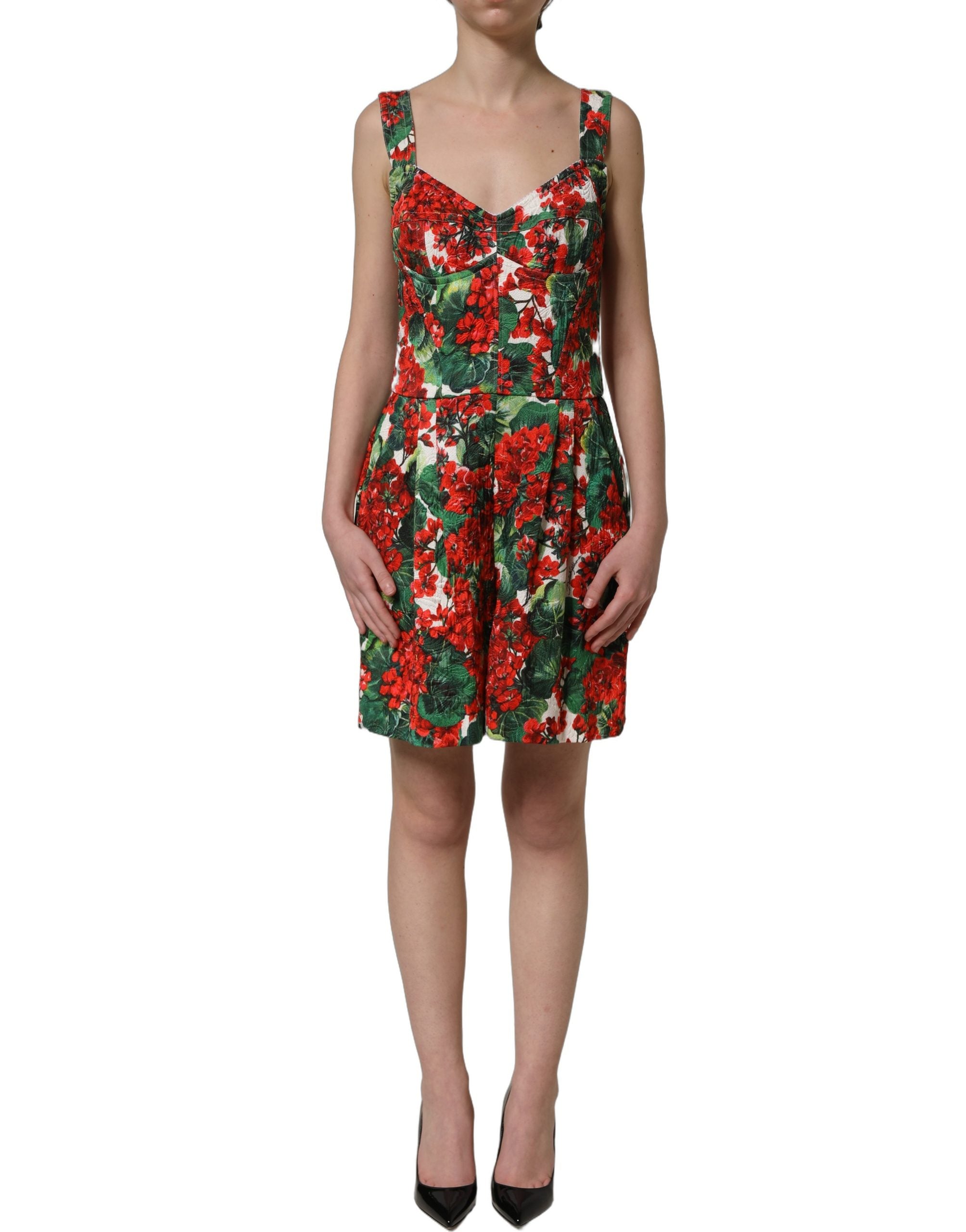 Dolce & Gabbana A-Linien-Minikleid mit Multicolor-Geranien-Print-2
