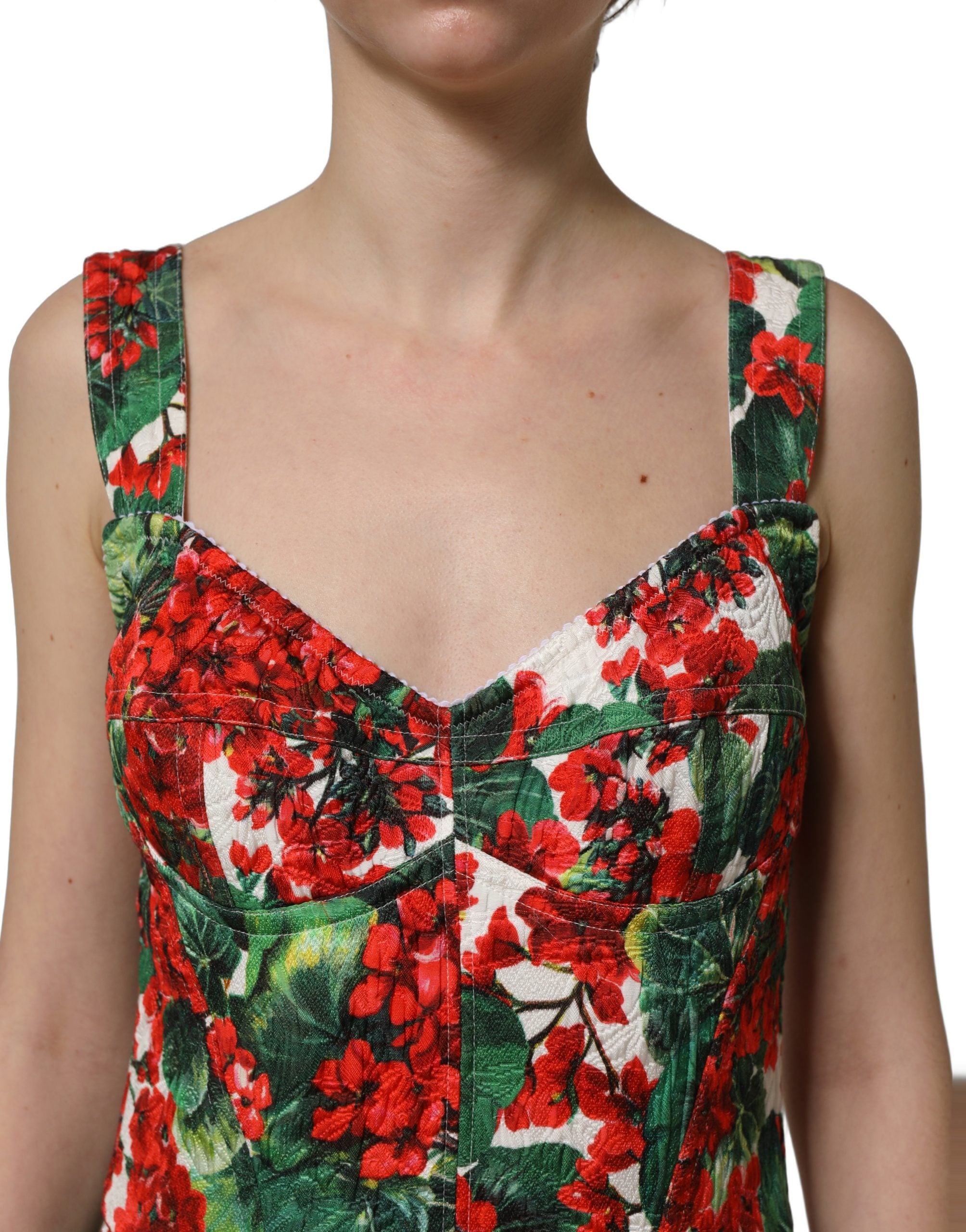 Dolce & Gabbana A-Linien-Minikleid mit Multicolor-Geranien-Print-6