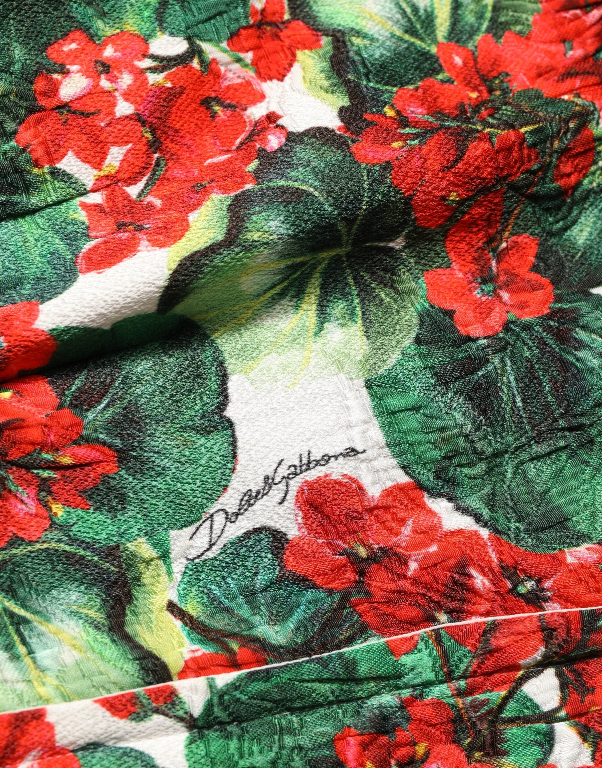 Dolce & Gabbana A-Linien-Minikleid mit Multicolor-Geranien-Print-7