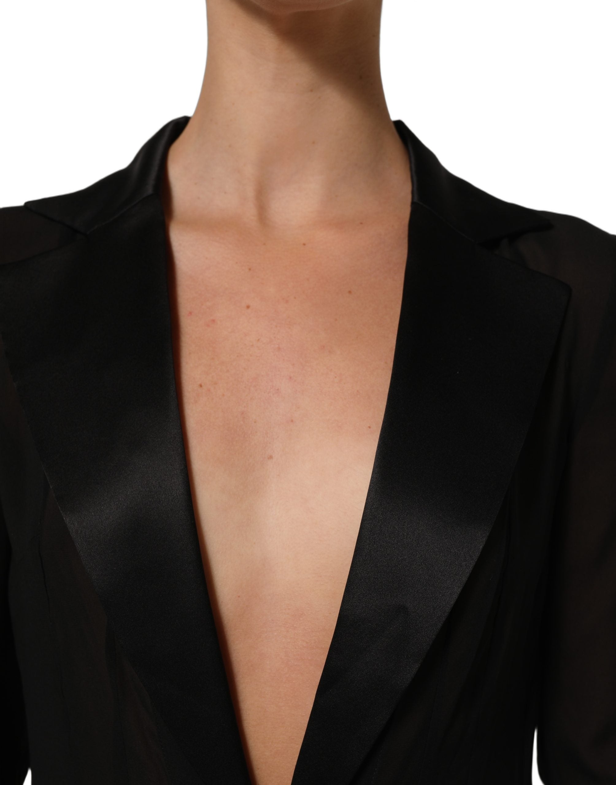Dolce & Gabbana Langes schwarzes Maxikleid aus transparenter Seidenchiffon-5