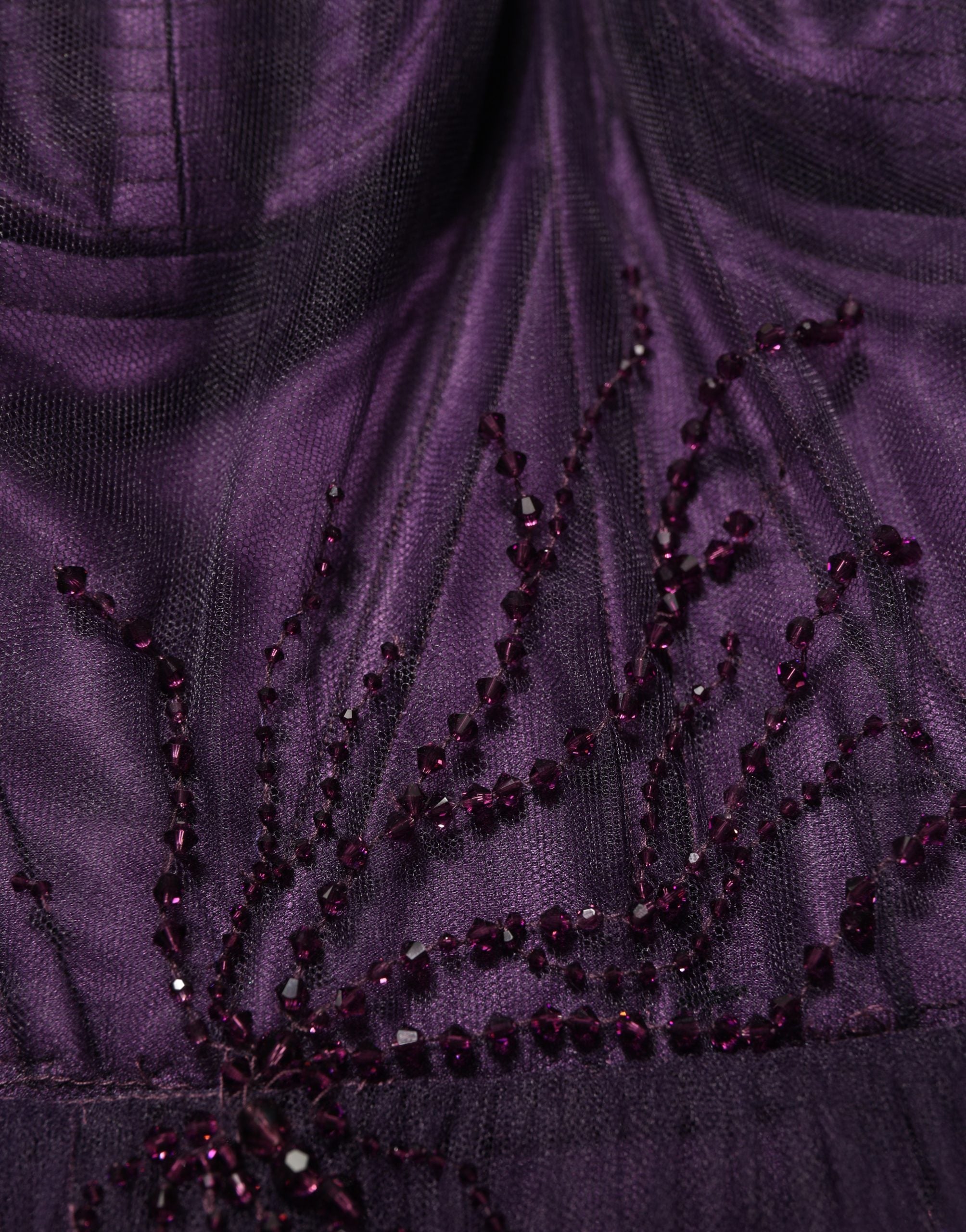 Dolce & Gabbana Lila bodenlanges Tüll-Seiden-Abendkleid mit Volants-5