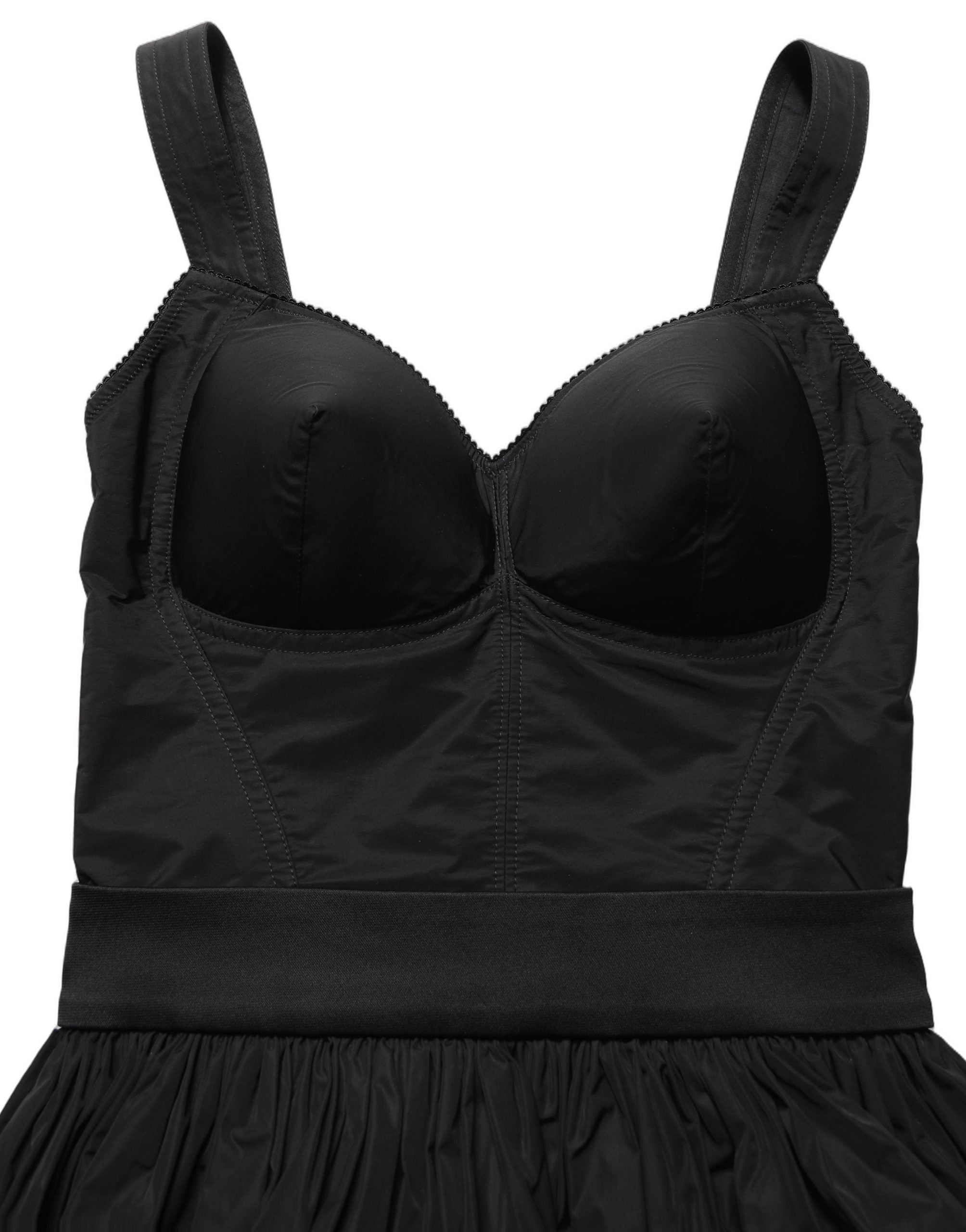 Dolce & Gabbana Schwarzes A-Linien-Minikleid aus Nylon ohne Ärmel-3