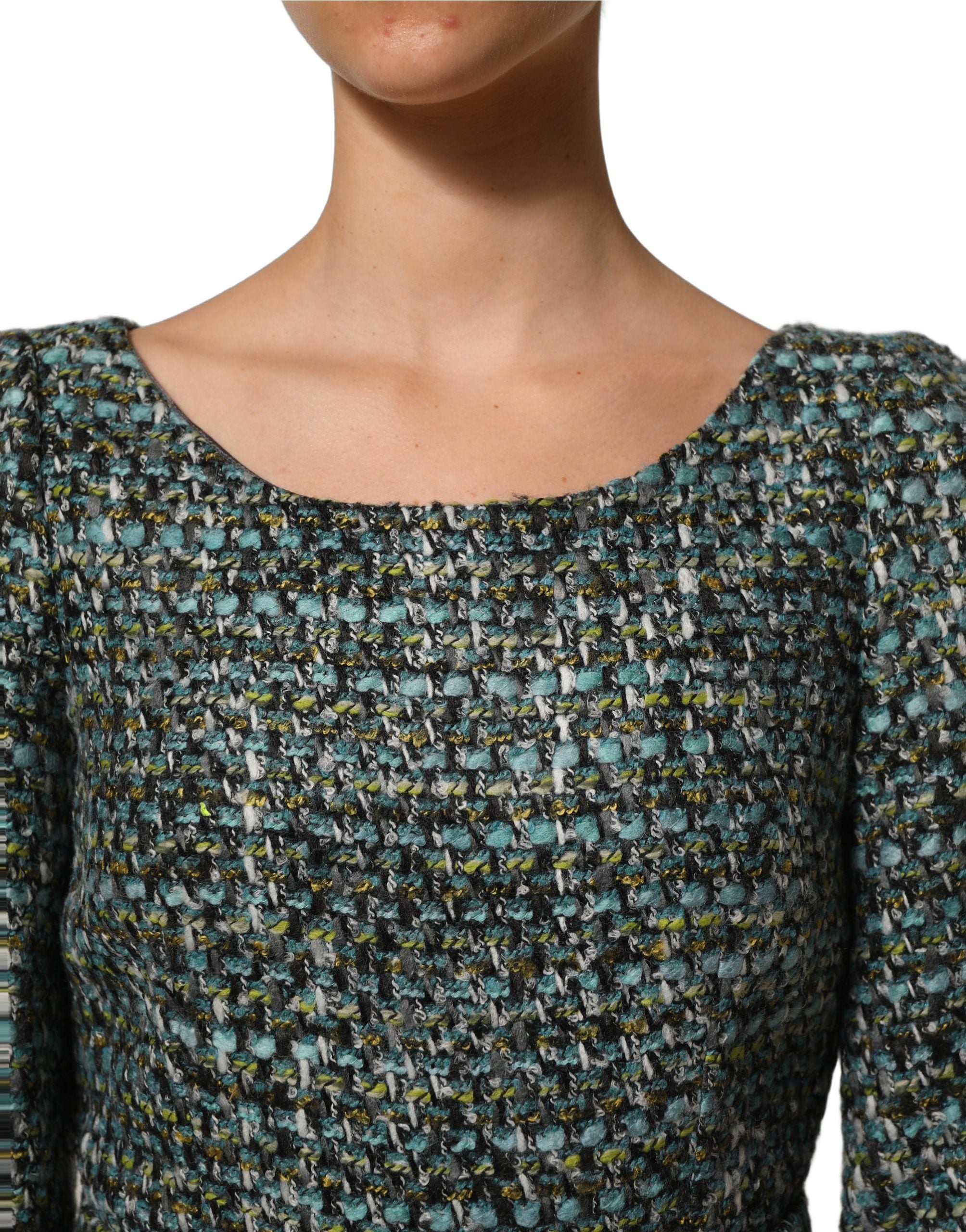 Dolce & Gabbana Mehrfarbiges Tweed-Kleid im Babydoll-Stil mit Gürtel, Mini-Länge-2