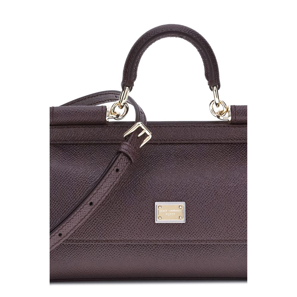 Dolce & Gabbana Braune Kalbsleder Bos Taurus Schultertasche-4