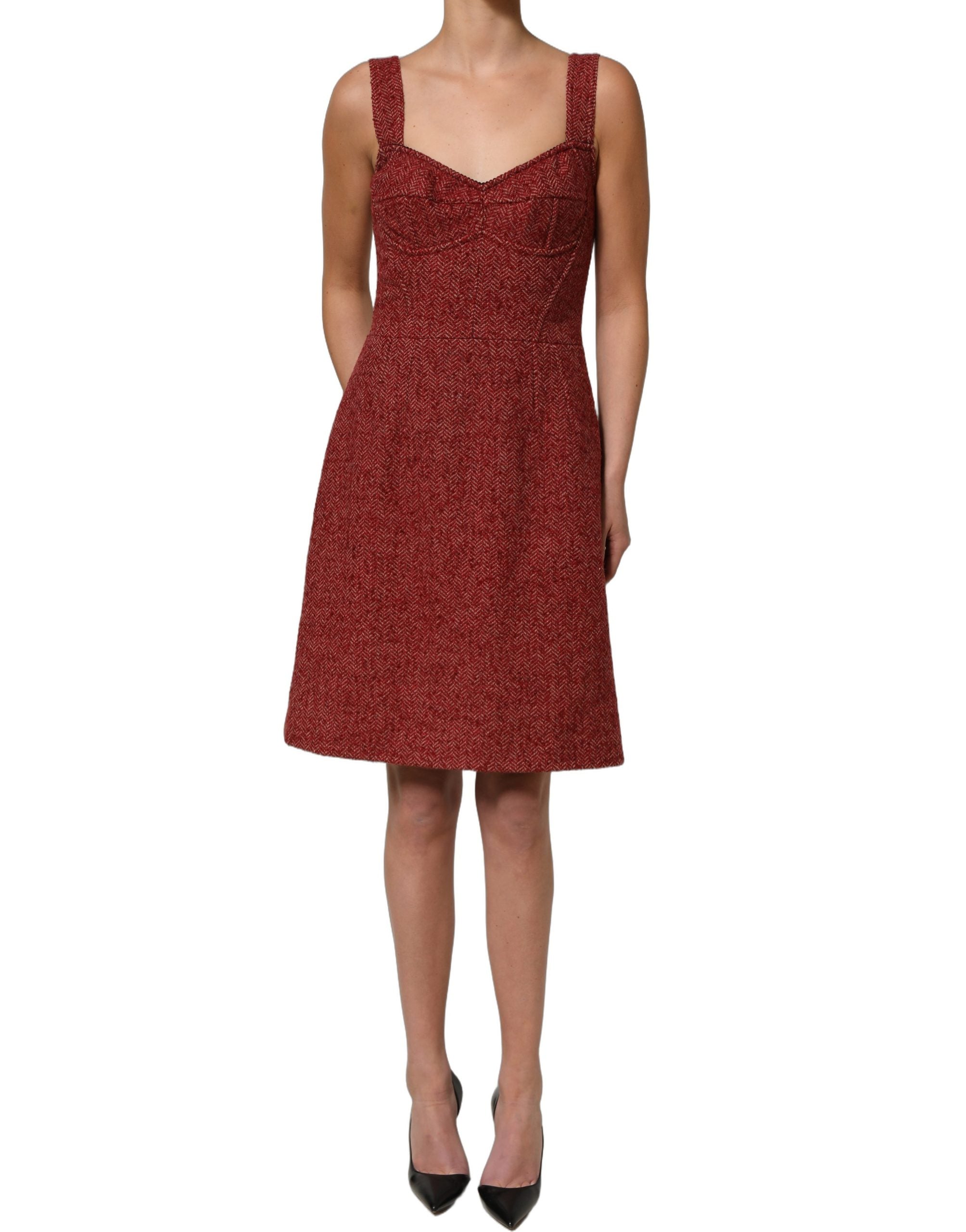 Dolce & Gabbana Mehrfarbiges Tweed-Kleid im Babydoll-Stil mit Gürtel, Mini-Länge-2