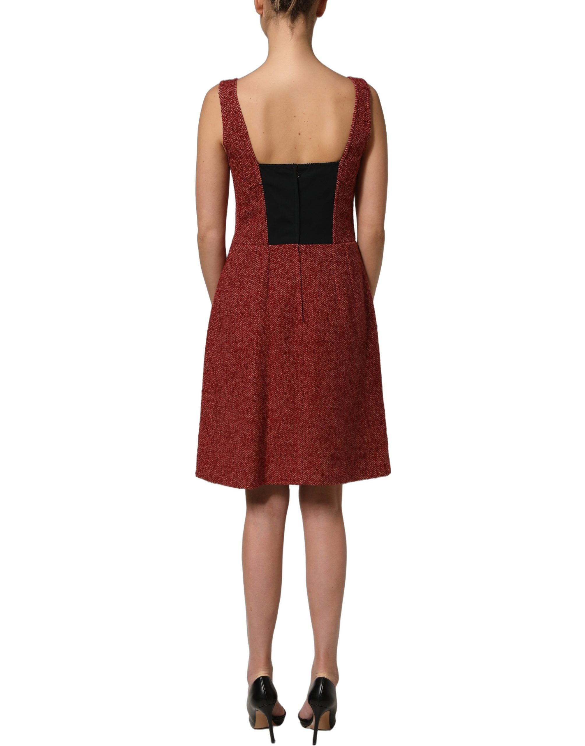 Dolce & Gabbana Mehrfarbiges Tweed-Kleid im Babydoll-Stil mit Gürtel, Mini-Länge-4