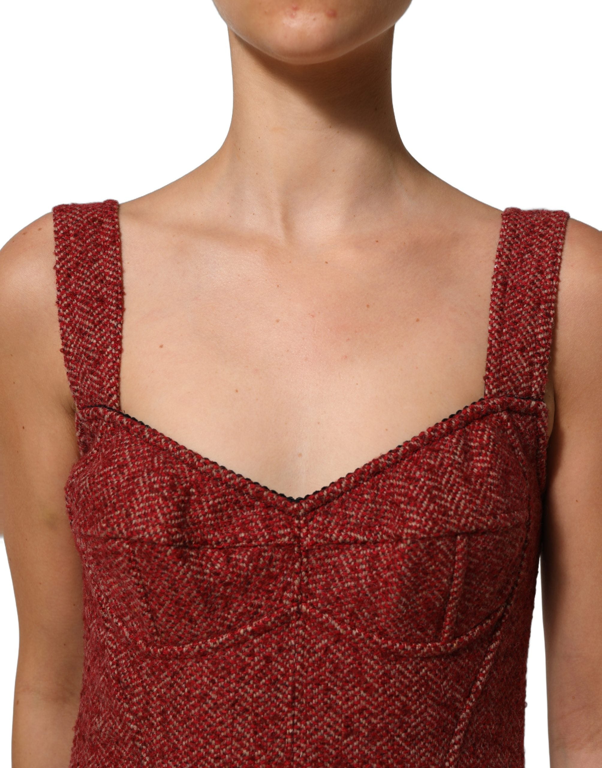 Dolce & Gabbana Mehrfarbiges Tweed-Kleid im Babydoll-Stil mit Gürtel, Mini-Länge-5