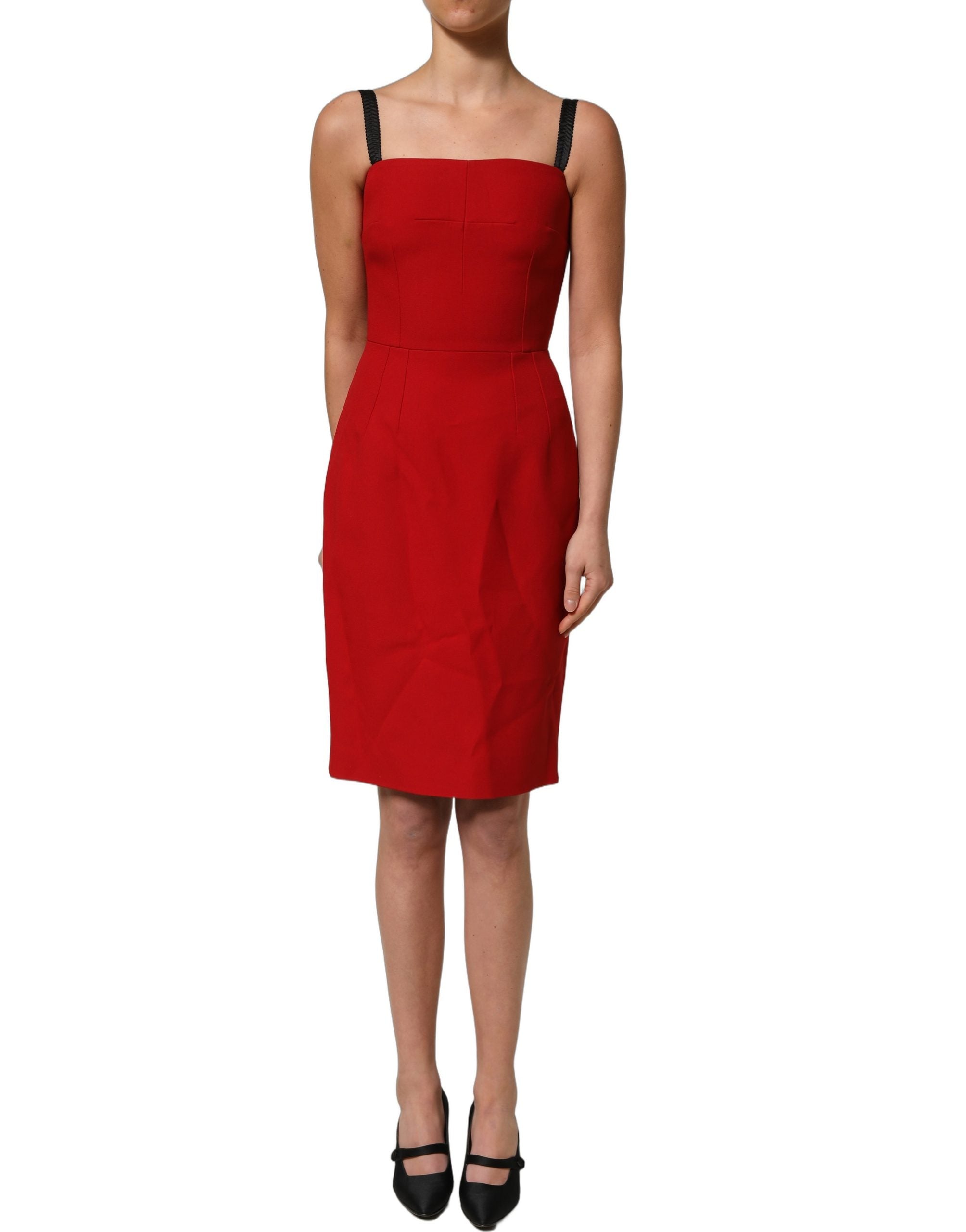 Dolce & Gabbana Rotes Stretch Bodycon Etuikleid knielang-3