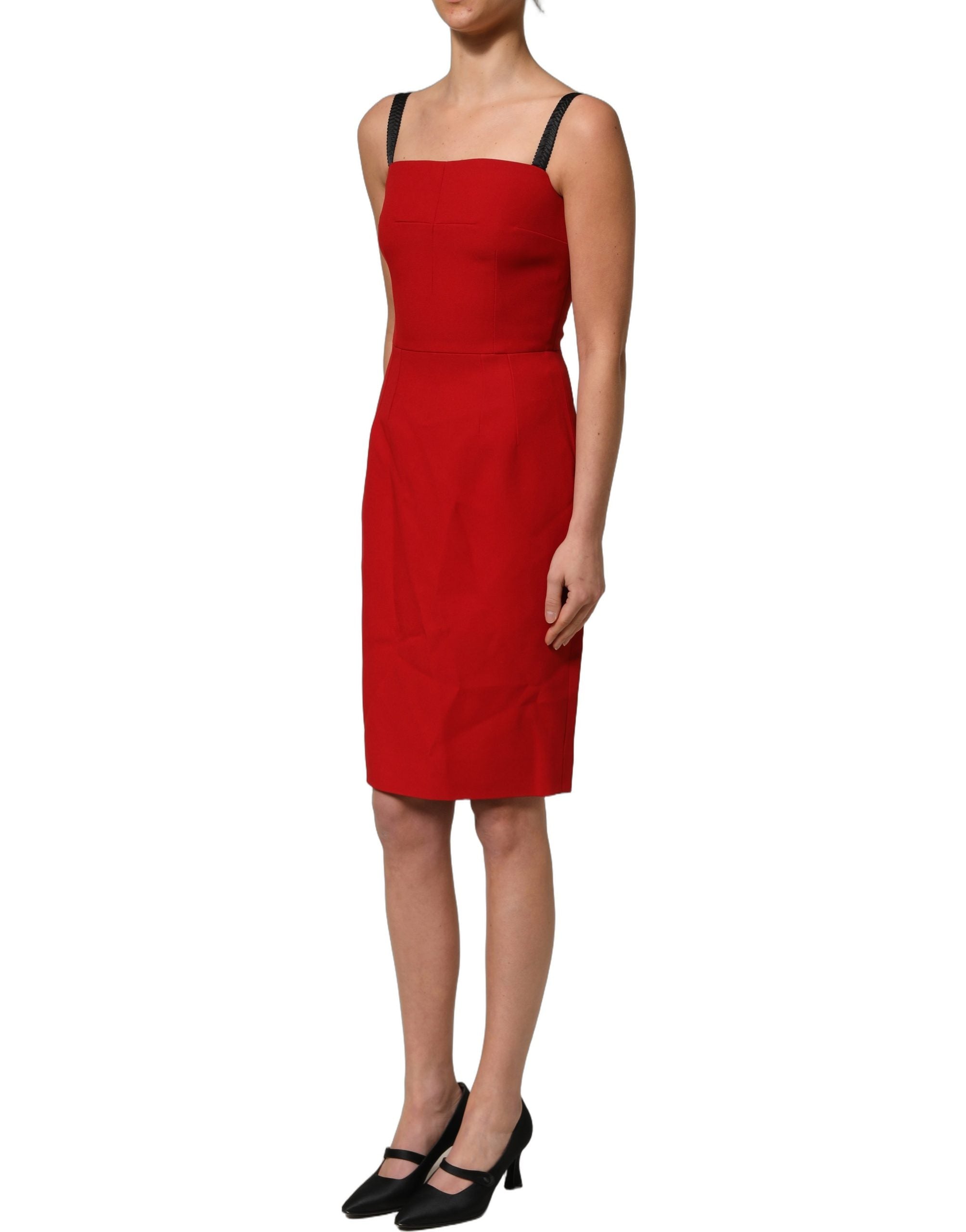 Dolce & Gabbana Rotes Stretch Bodycon Etuikleid knielang-4