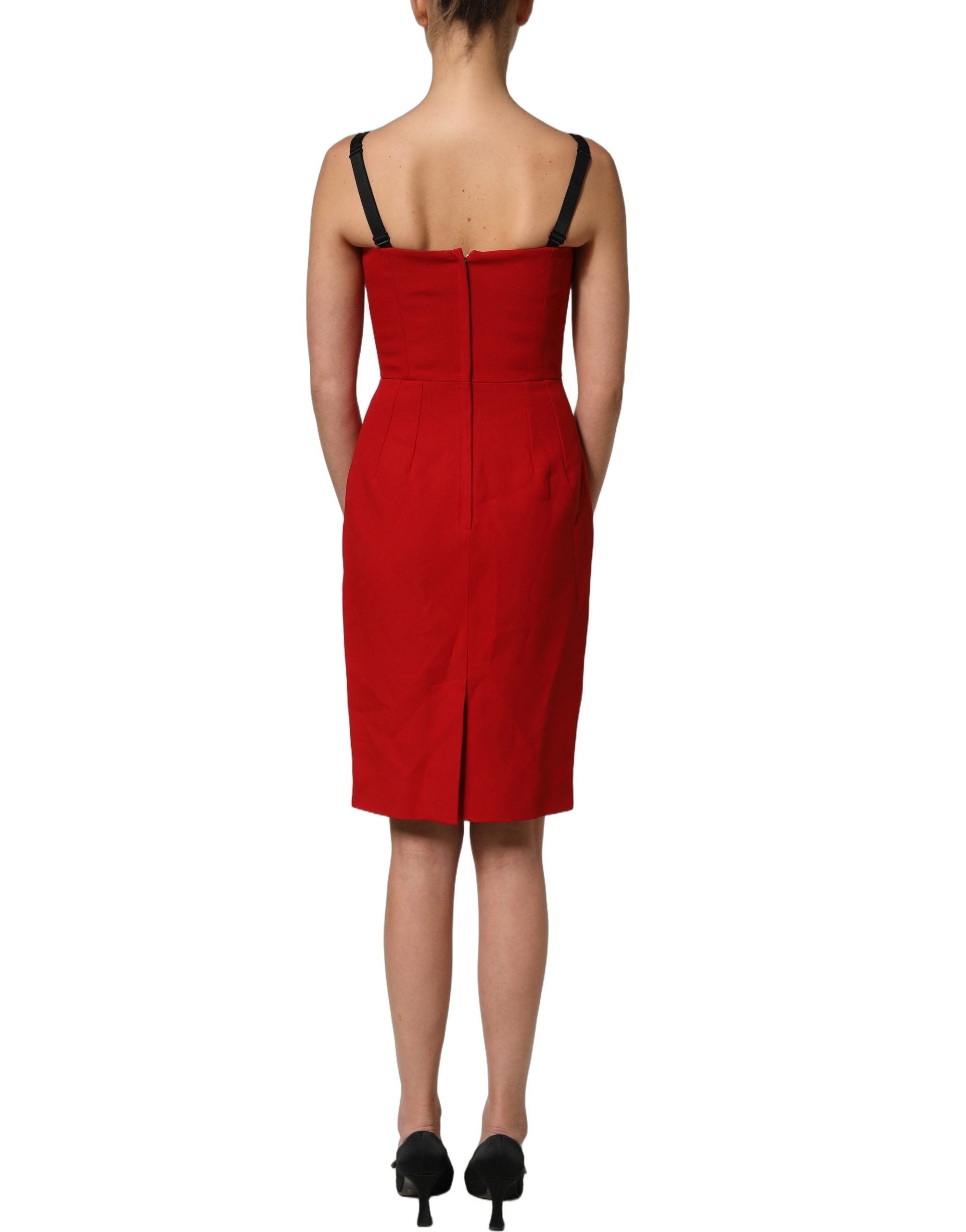 Dolce & Gabbana Rotes Stretch Bodycon Etuikleid knielang-5