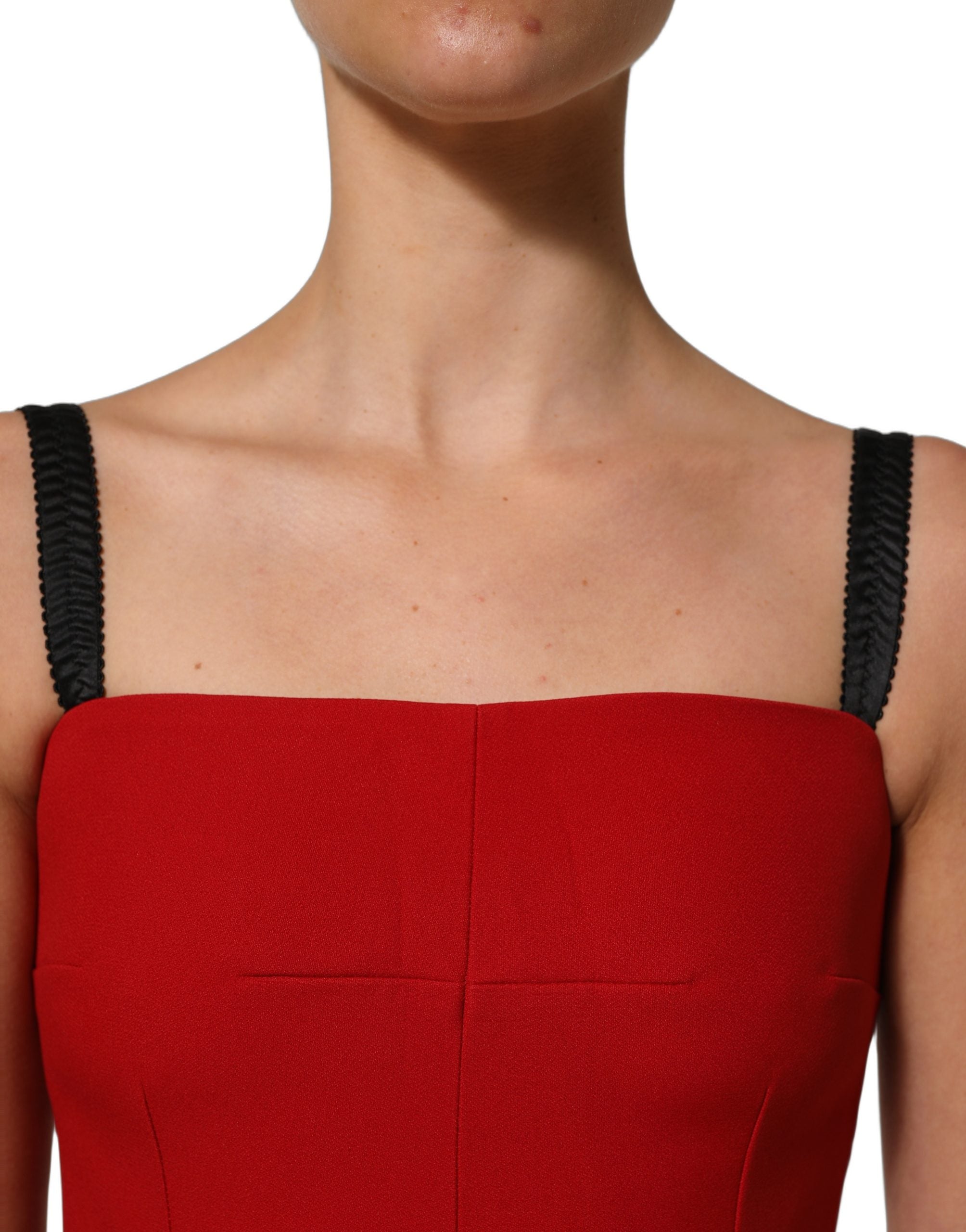 Dolce & Gabbana Rotes Stretch Bodycon Etuikleid knielang-6