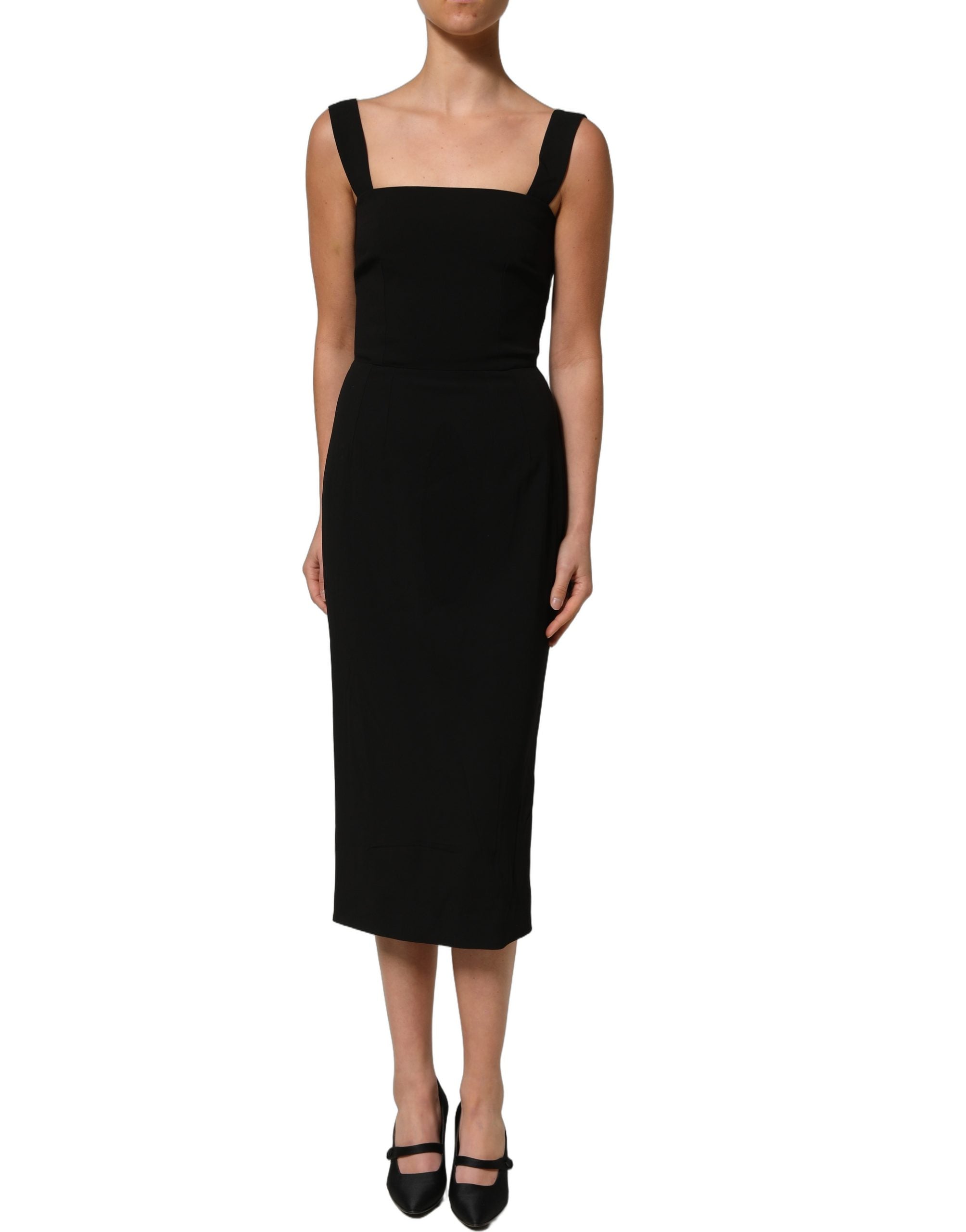 Dolce & Gabbana Schwarzes Midi-Etuikleid aus Viskose-Stretch-3