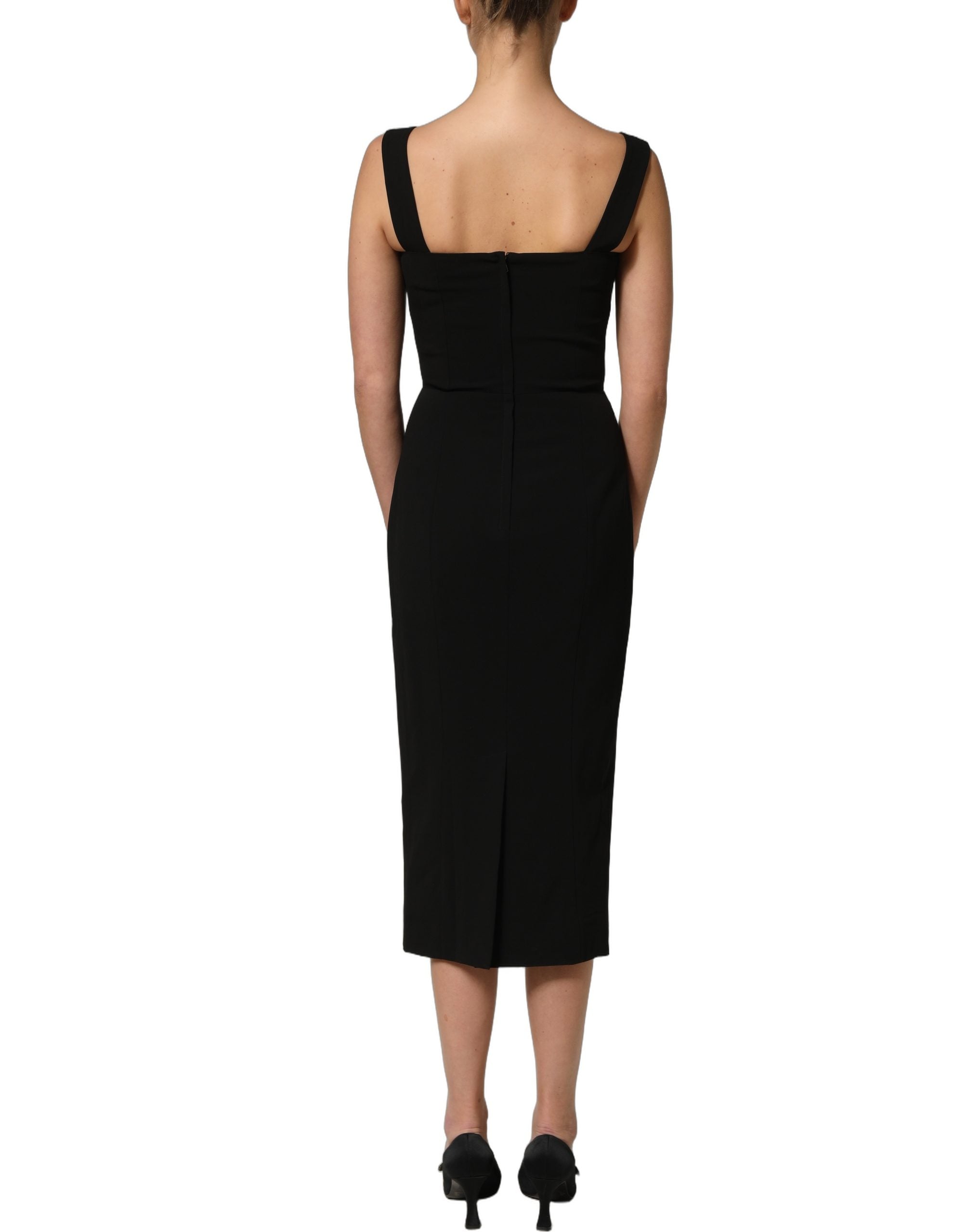 Dolce & Gabbana Schwarzes Midi-Etuikleid aus Viskose-Stretch-5
