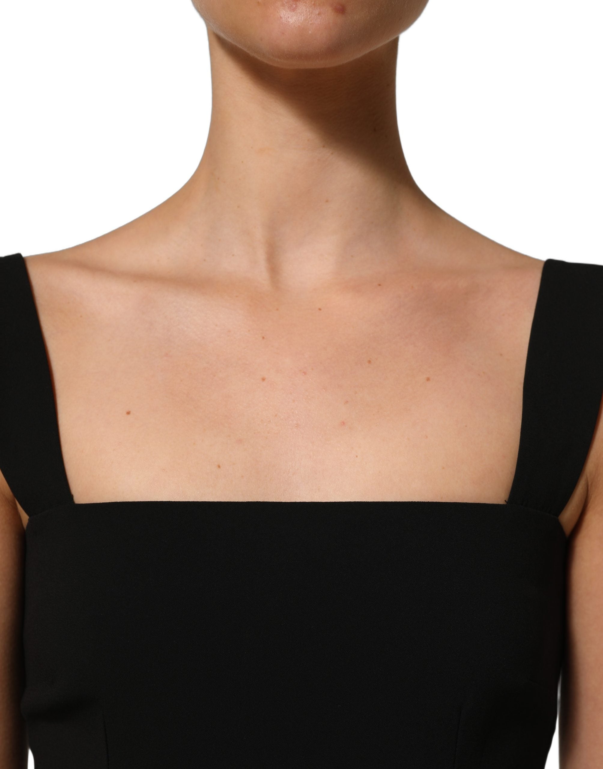 Dolce & Gabbana Schwarzes Midi-Etuikleid aus Viskose-Stretch-6
