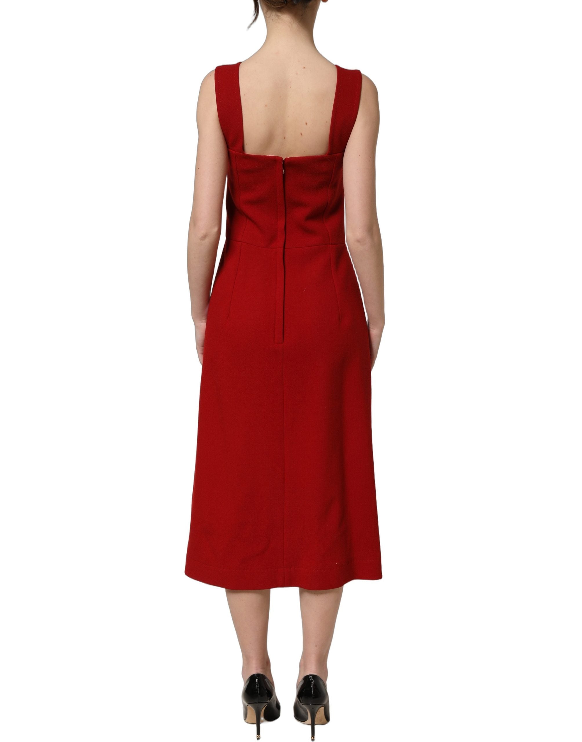 Dolce & Gabbana Ärmelloses Midikleid aus zweifarbigem rosa Wollgemisch-3