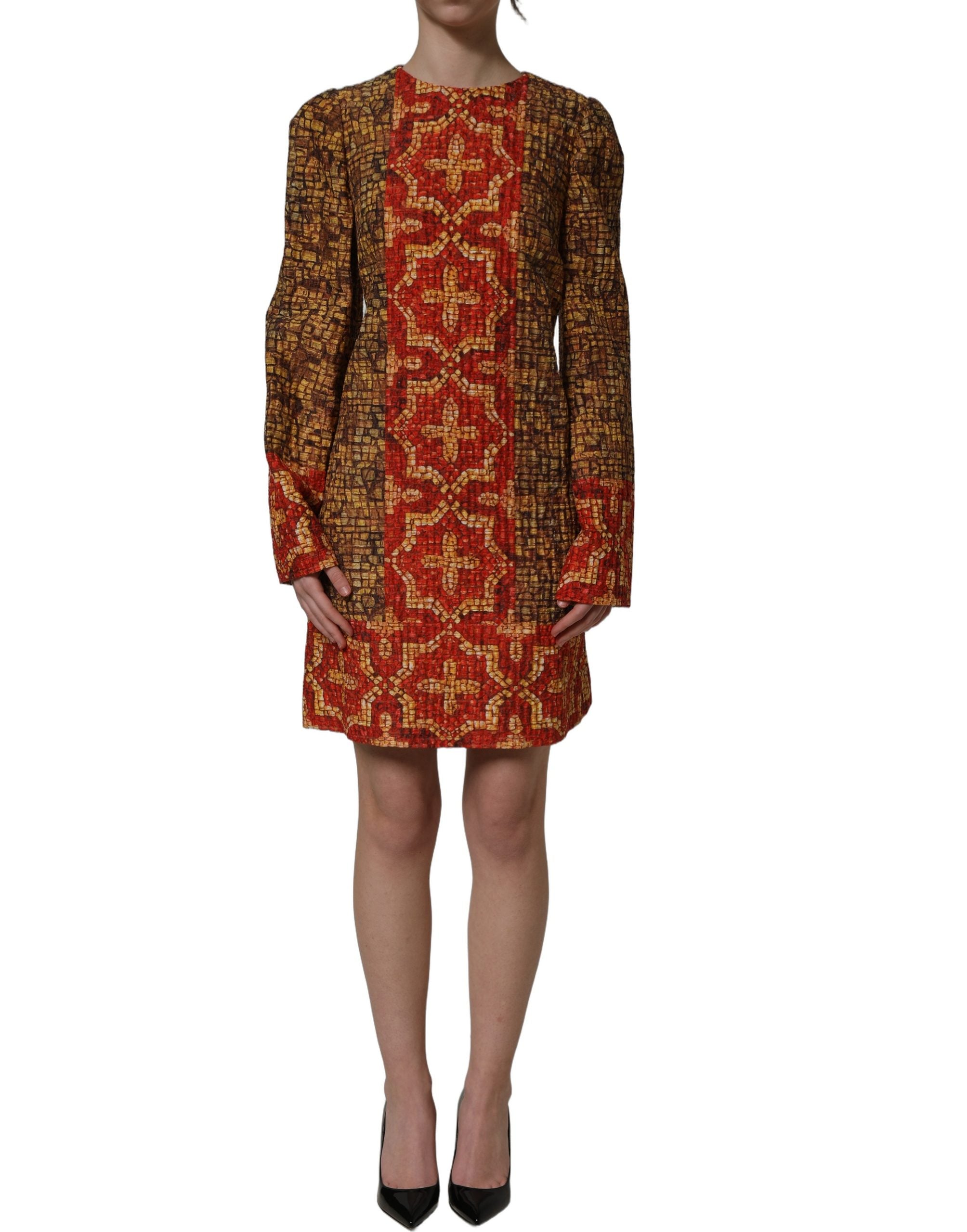 Dolce & Gabbana Minikleid mit Mosaik-Print und langen Ärmeln-3