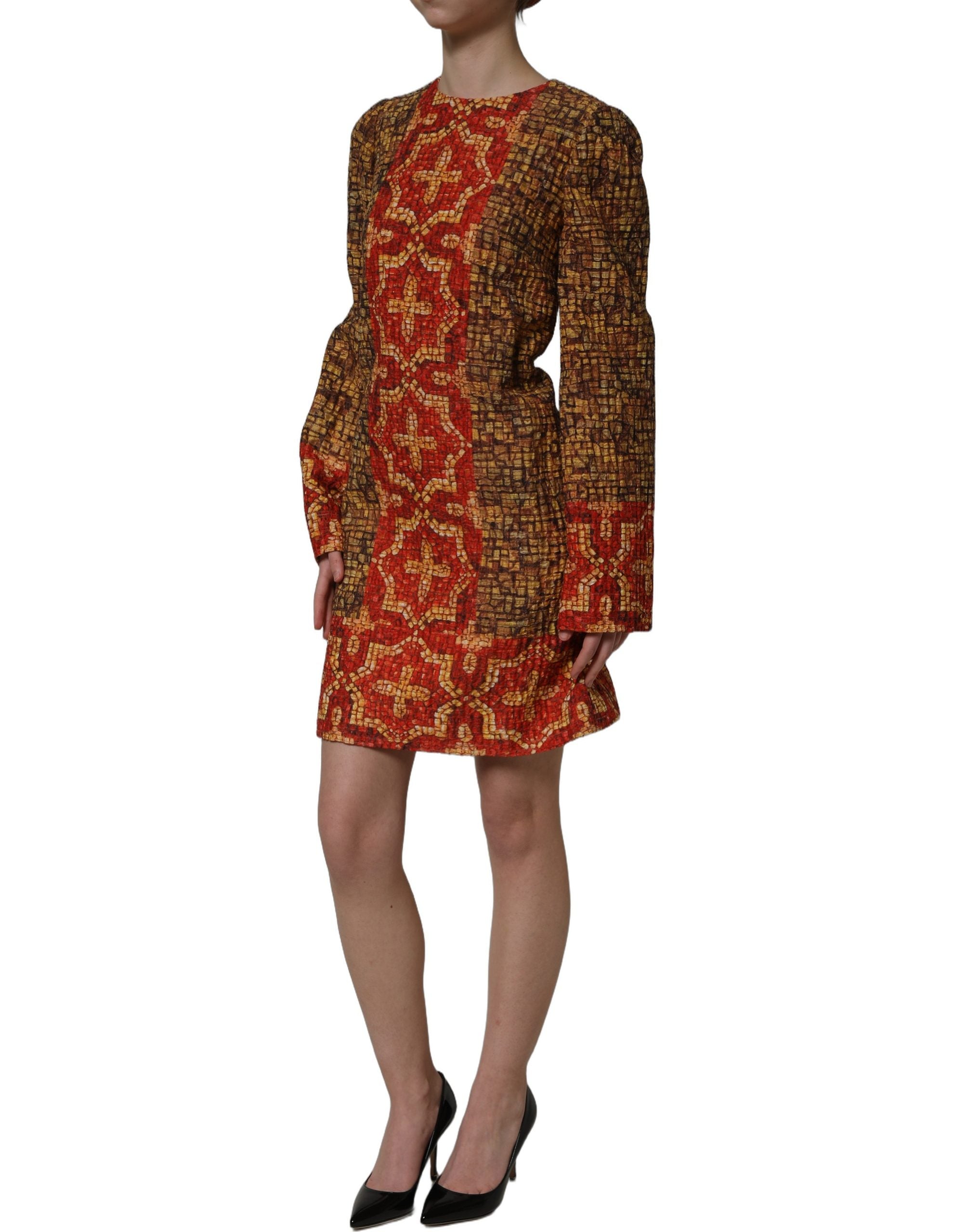Dolce & Gabbana Minikleid mit Mosaik-Print und langen Ärmeln-4