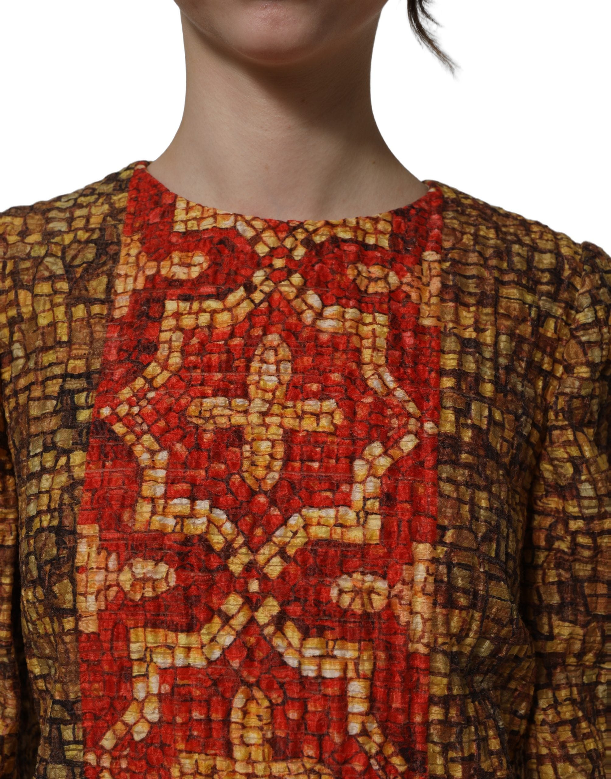 Dolce & Gabbana Minikleid mit Mosaik-Print und langen Ärmeln-5