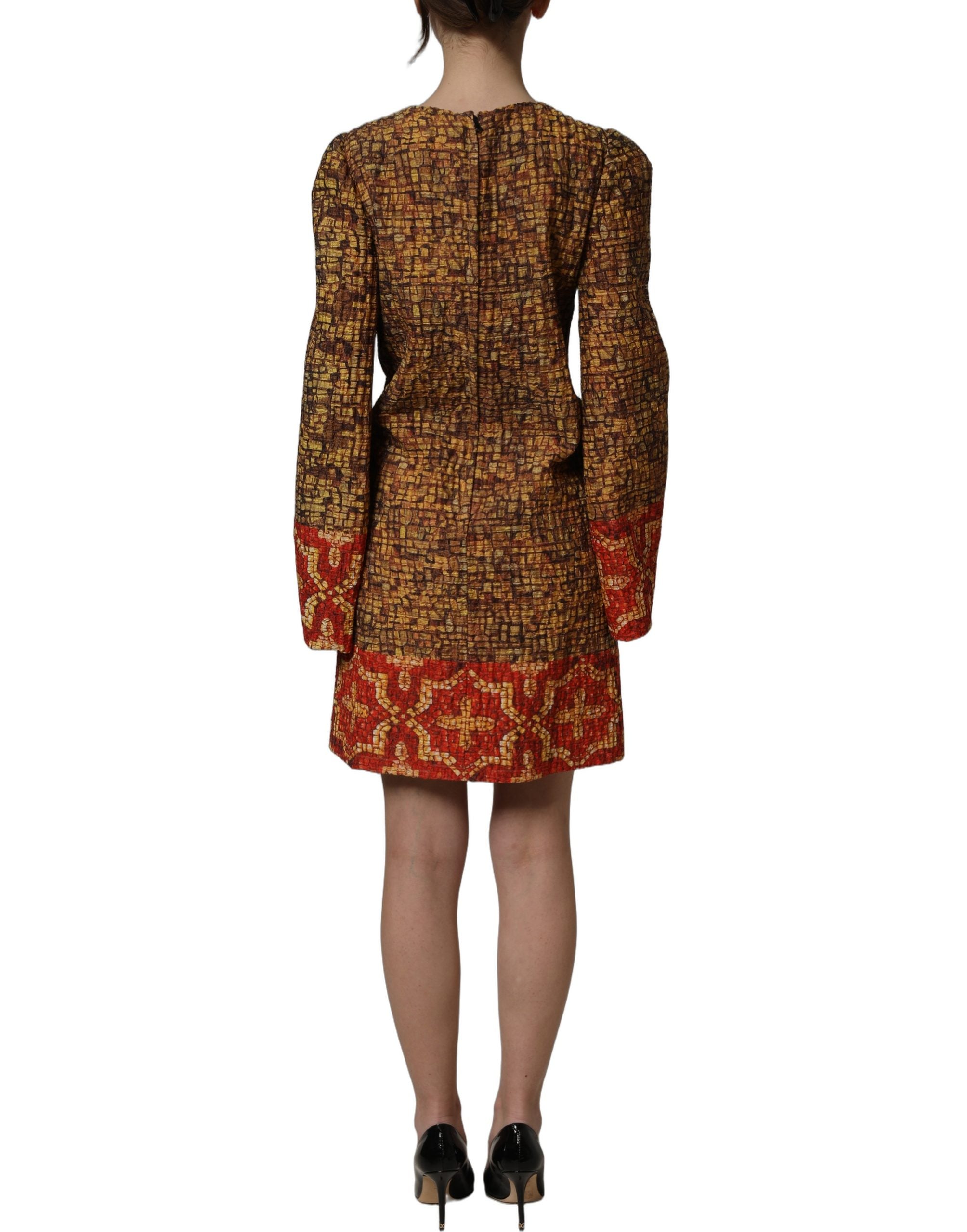 Dolce & Gabbana Minikleid mit Mosaik-Print und langen Ärmeln-6