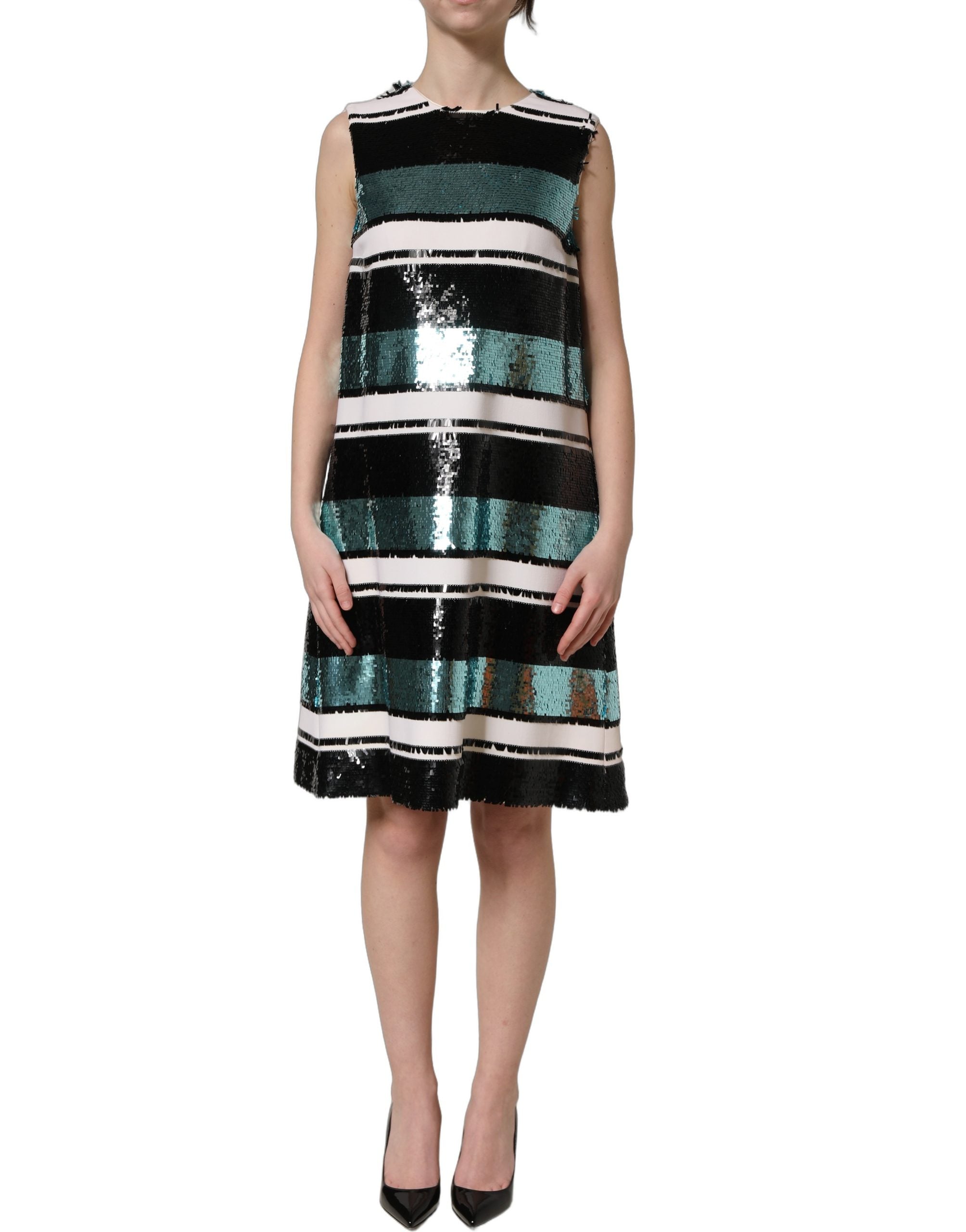 Dolce & Gabbana Ärmelloses Shift-Kleid mit mehrfarbigen Pailletten-2