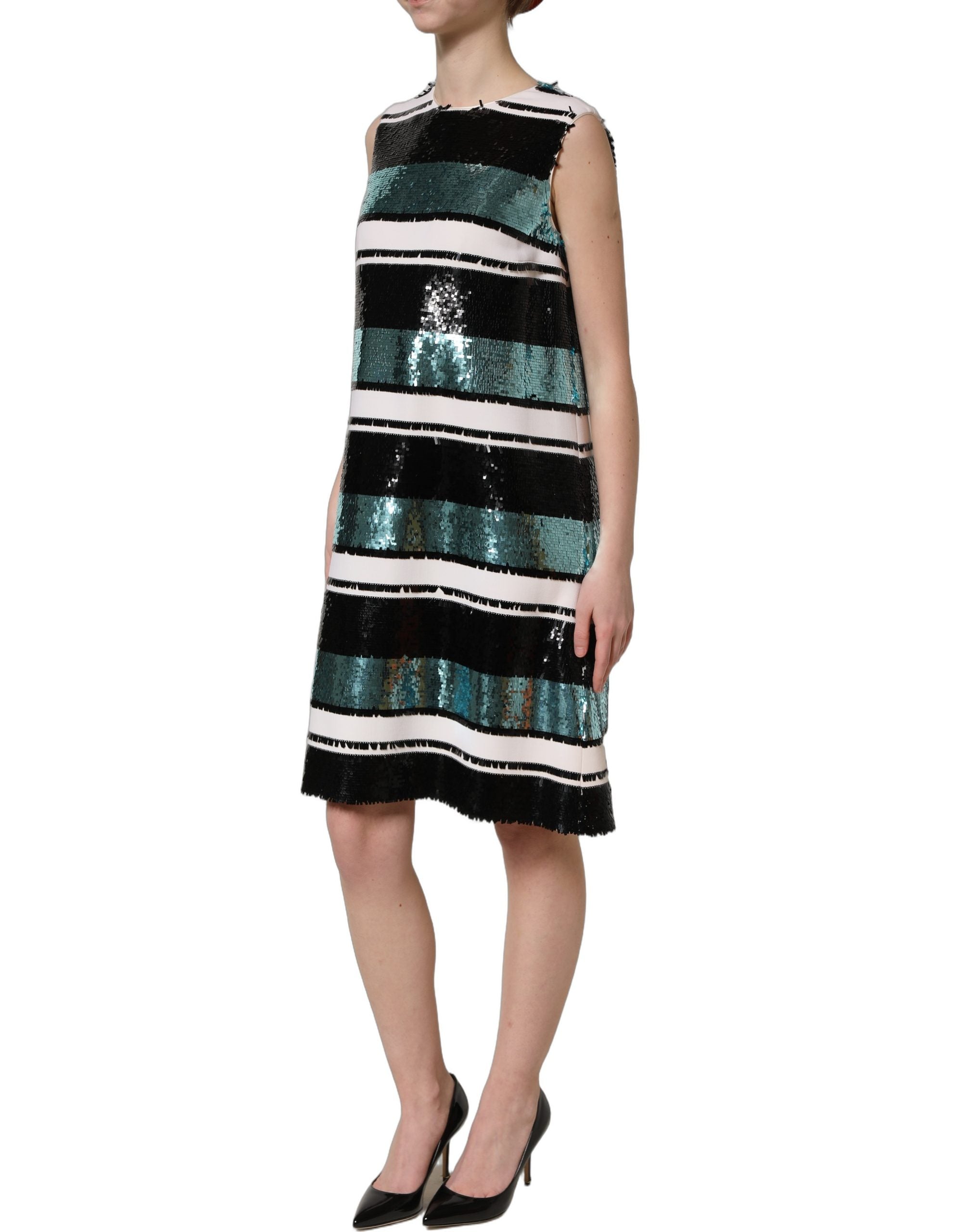 Dolce & Gabbana Ärmelloses Shift-Kleid mit mehrfarbigen Pailletten-4