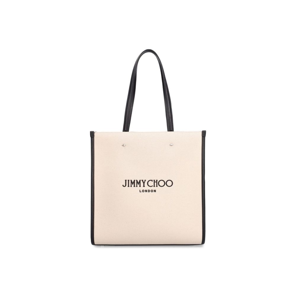 Jimmy Choo Beige Canvas Tote Bag-1
