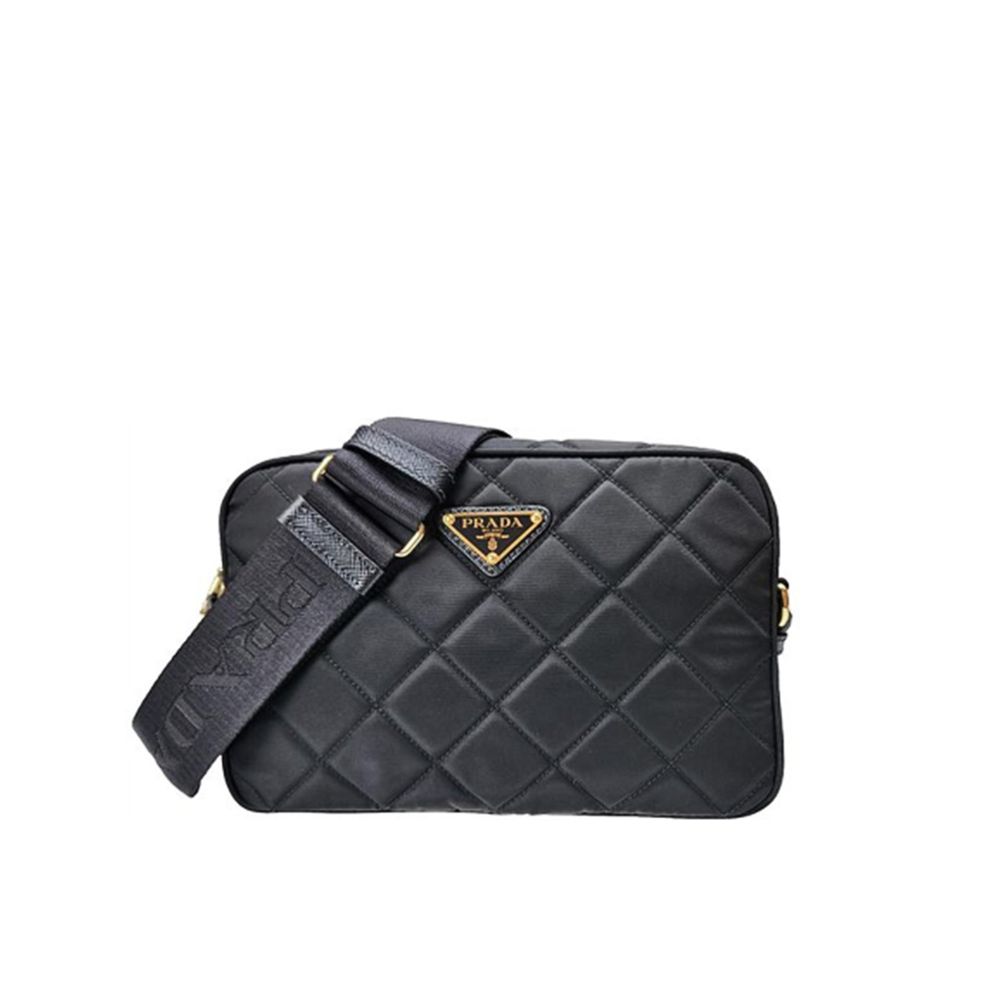 Prada Schwarze Bos Taurus Kalbsleder Schultertasche-1