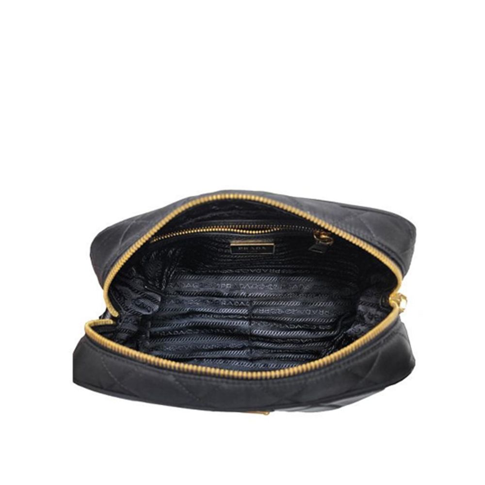Prada Schwarze Bos Taurus Kalbsleder Schultertasche-4