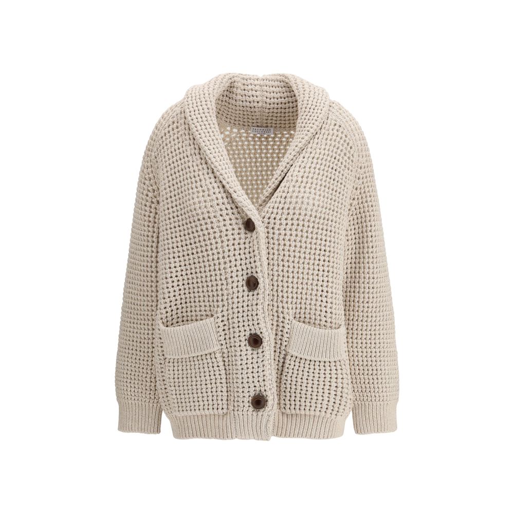 Brunello Cucinelli Beige Cotton Cardigan-1