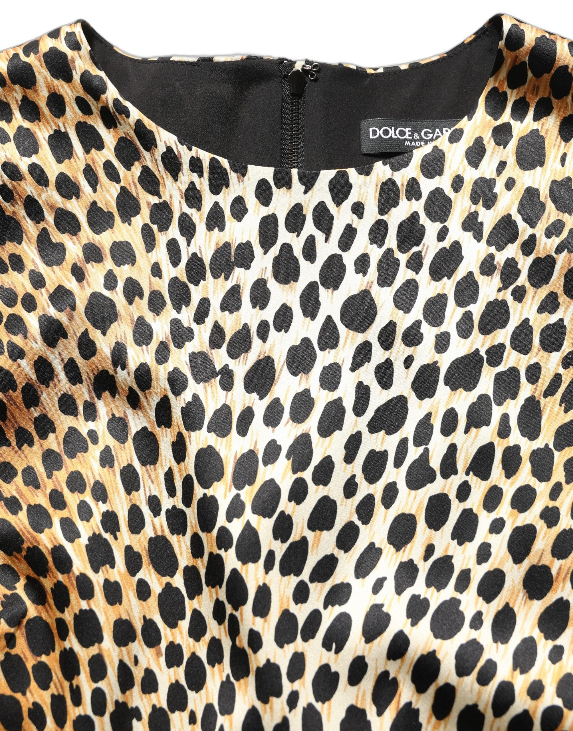 Dolce & Gabbana Braunes Mini-Kleid mit Ozelot-Print und langen Ärmeln-3