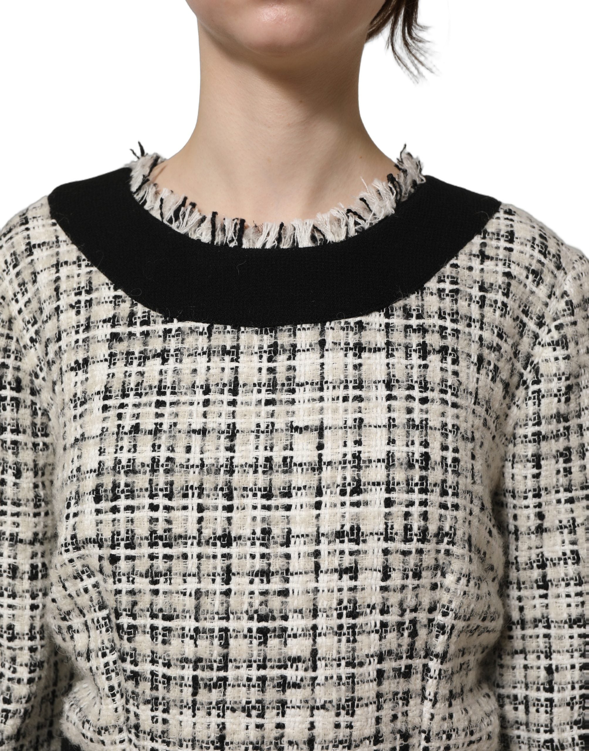 Dolce & Gabbana Midikleid aus mehrfarbigem Bouclé-Tweed mit Fransenbesatz-4