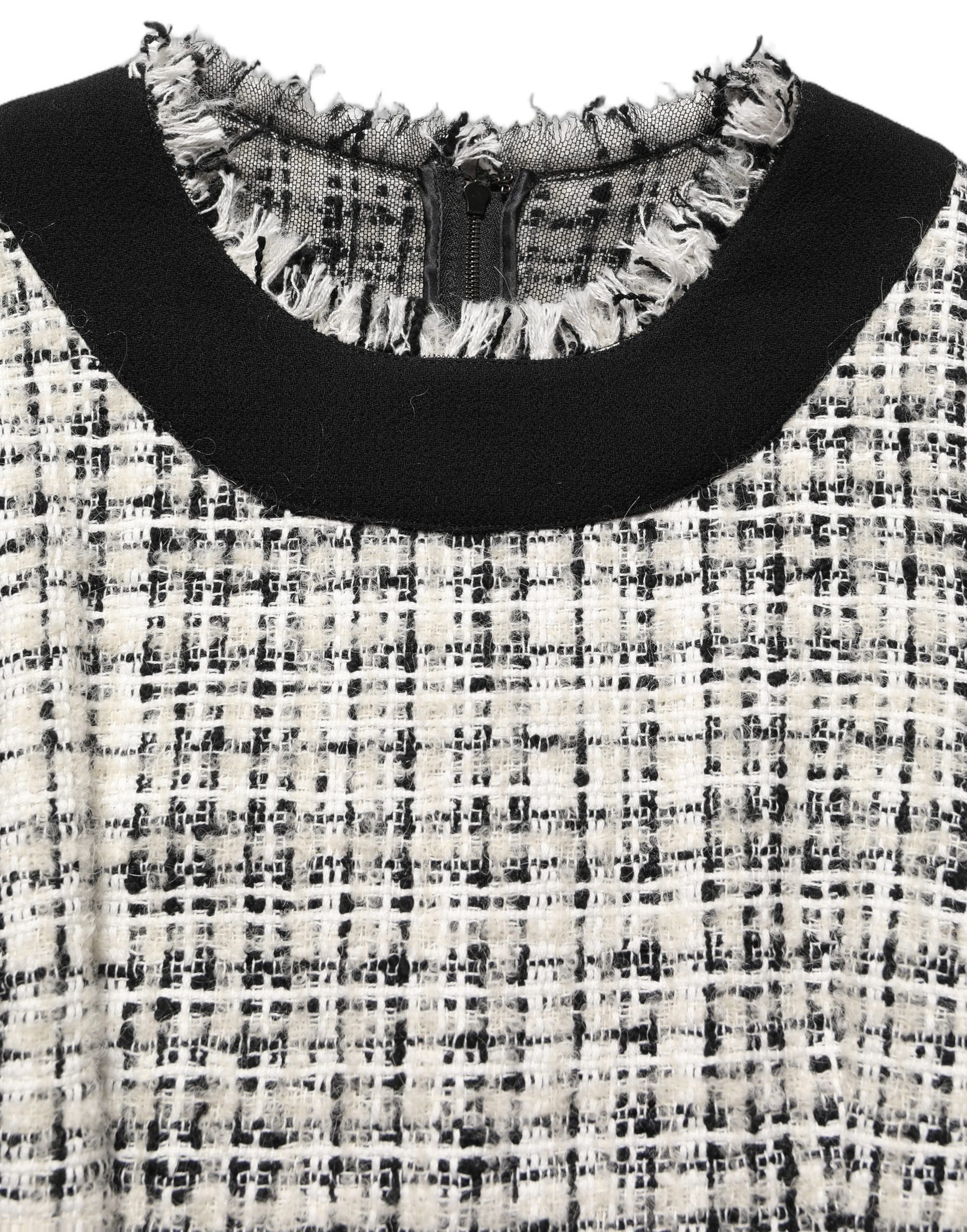 Dolce & Gabbana Midikleid aus mehrfarbigem Bouclé-Tweed mit Fransenbesatz-6