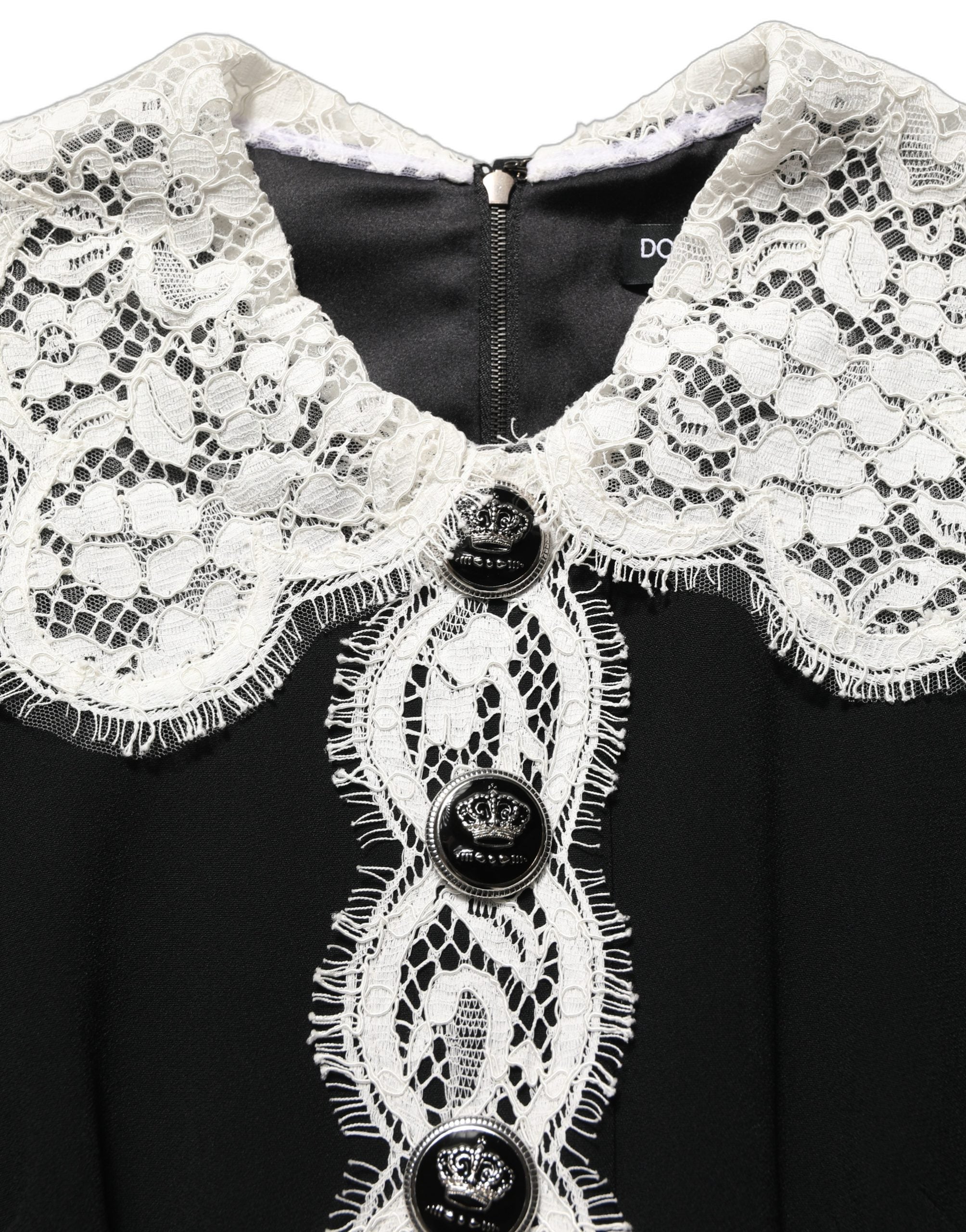 Dolce & Gabbana Midi-Kleid mit langen Ärmeln und schwarzen Spitzendetails
