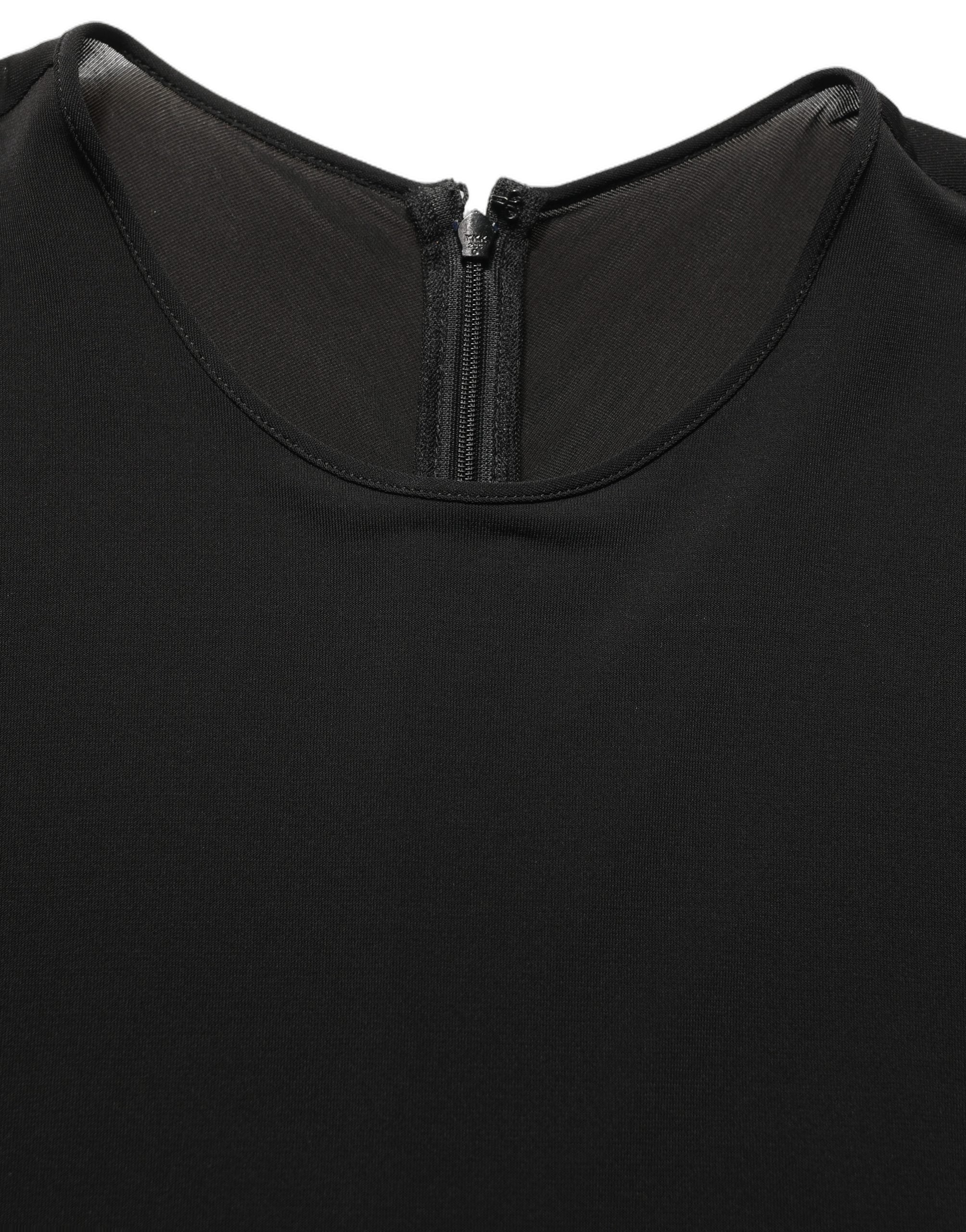 Dolce & Gabbana Schwarzes Maxikleid aus Baumwolle mit langen Ärmeln-3