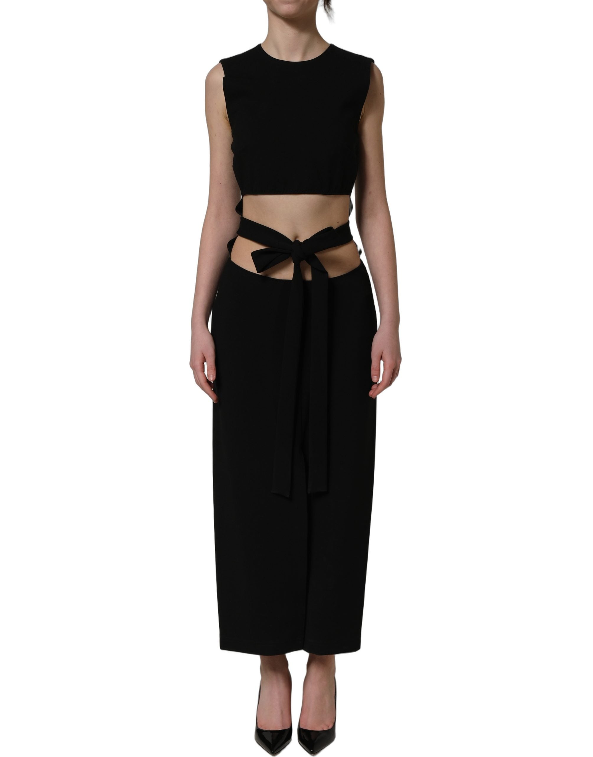 Dolce & Gabbana Schwarzes Maxikleid ohne Ärmel mit Cut-Out-Detail-2